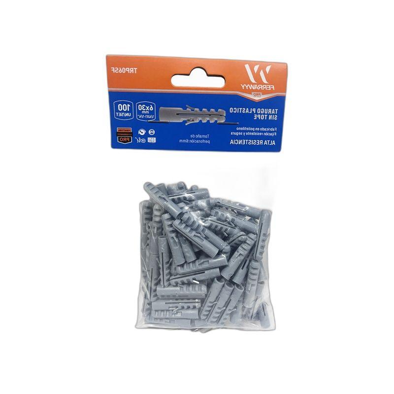 TARUGO PLASTICO SIN TOPE 6X30MM 100UN/SET FERRAWYY-3