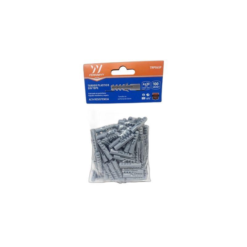 TARUGO PLASTICO SIN TOPE 6X30MM 100UN/SET FERRAWYY-5