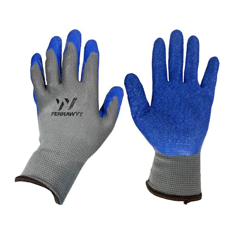 GUANTE TELA+GOMA 0016 (GRIS+AZUL) 9" FERRAWYY-YT-0