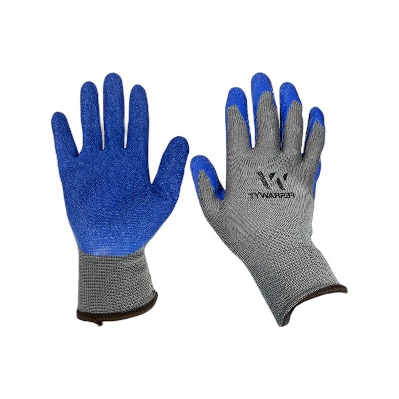 GUANTE TELA+GOMA 0016 (GRIS+AZUL) 9" FERRAWYY-YT-3