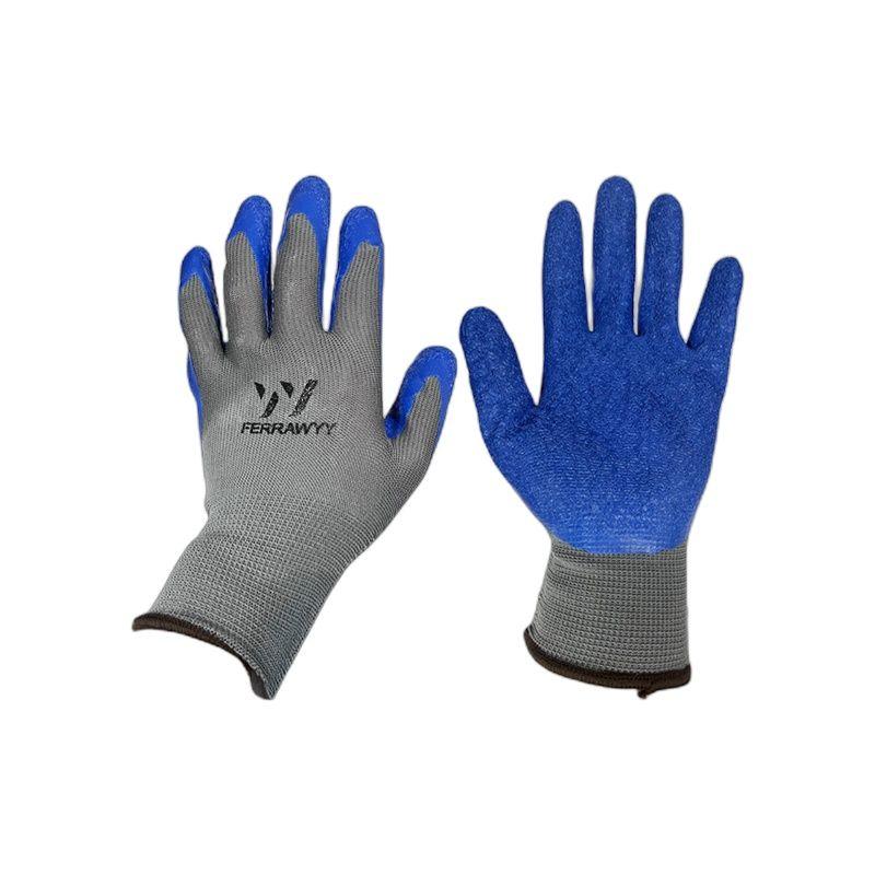 GUANTE TELA+GOMA 0016 (GRIS+AZUL) 9" FERRAWYY-YT-4