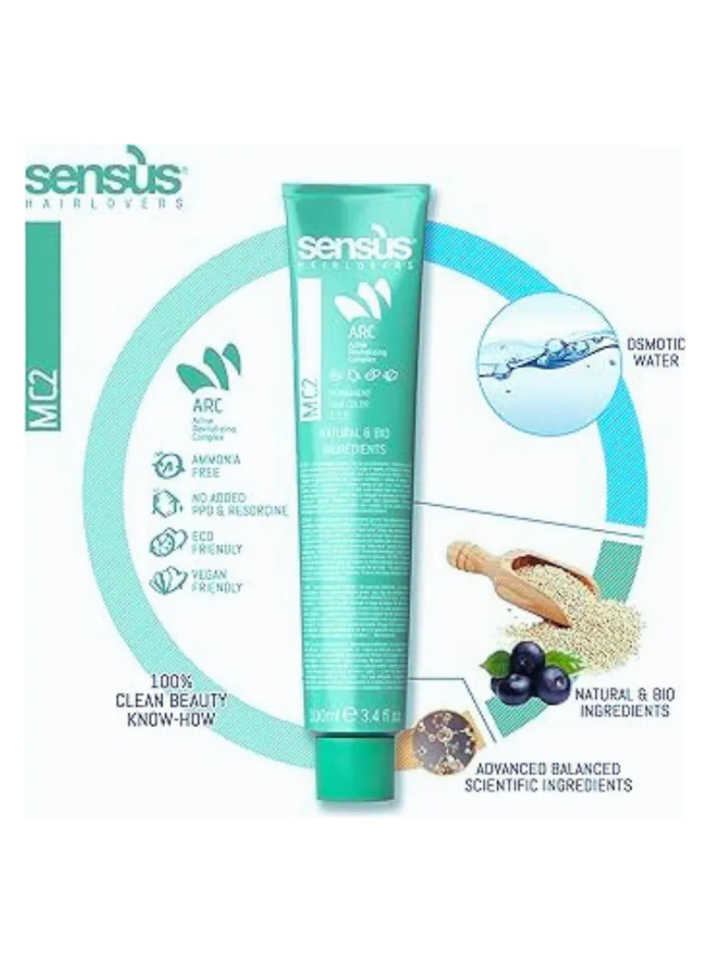 Tinte Profesional Sensus Sin Amoníaco-vegana7.00 Rubio Intenso(con oxidante)-3