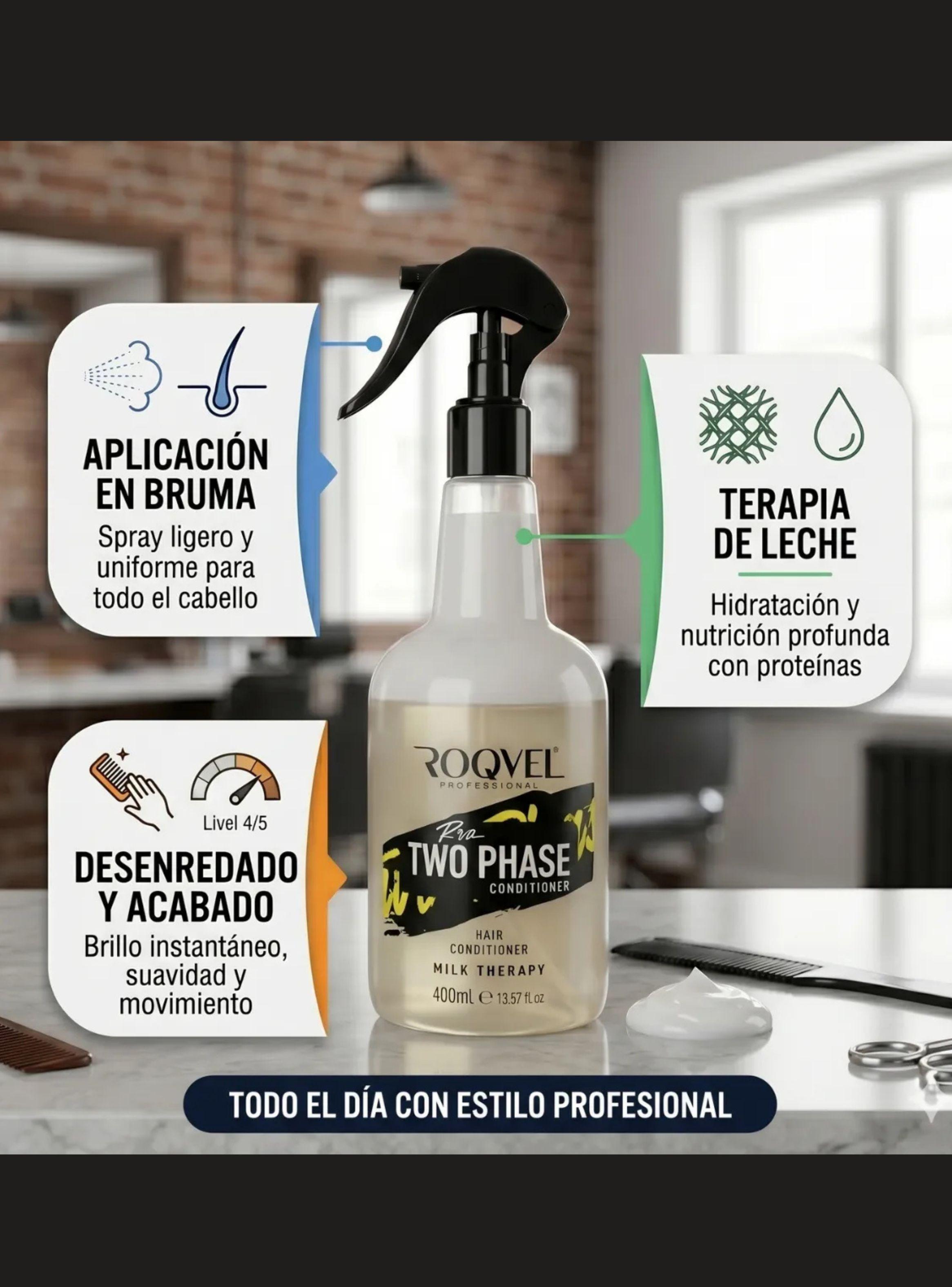 Acondicionador Bifasico Roqvel Two Phase Spray Sin Enjuague 400ml-2
