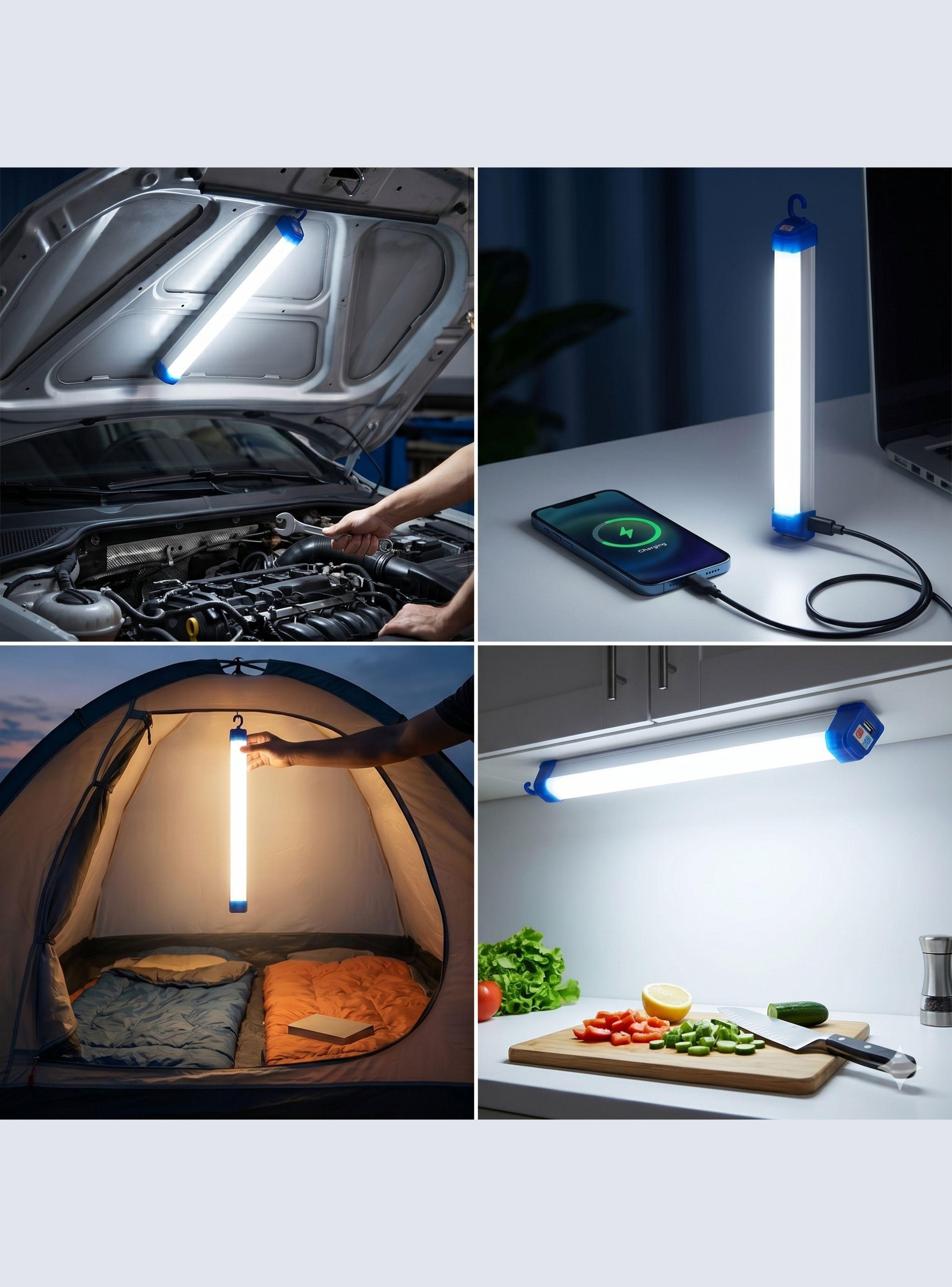 Pack 4 Tubos LED Emergencia Recargables USB Magneticos 70cm T730-4