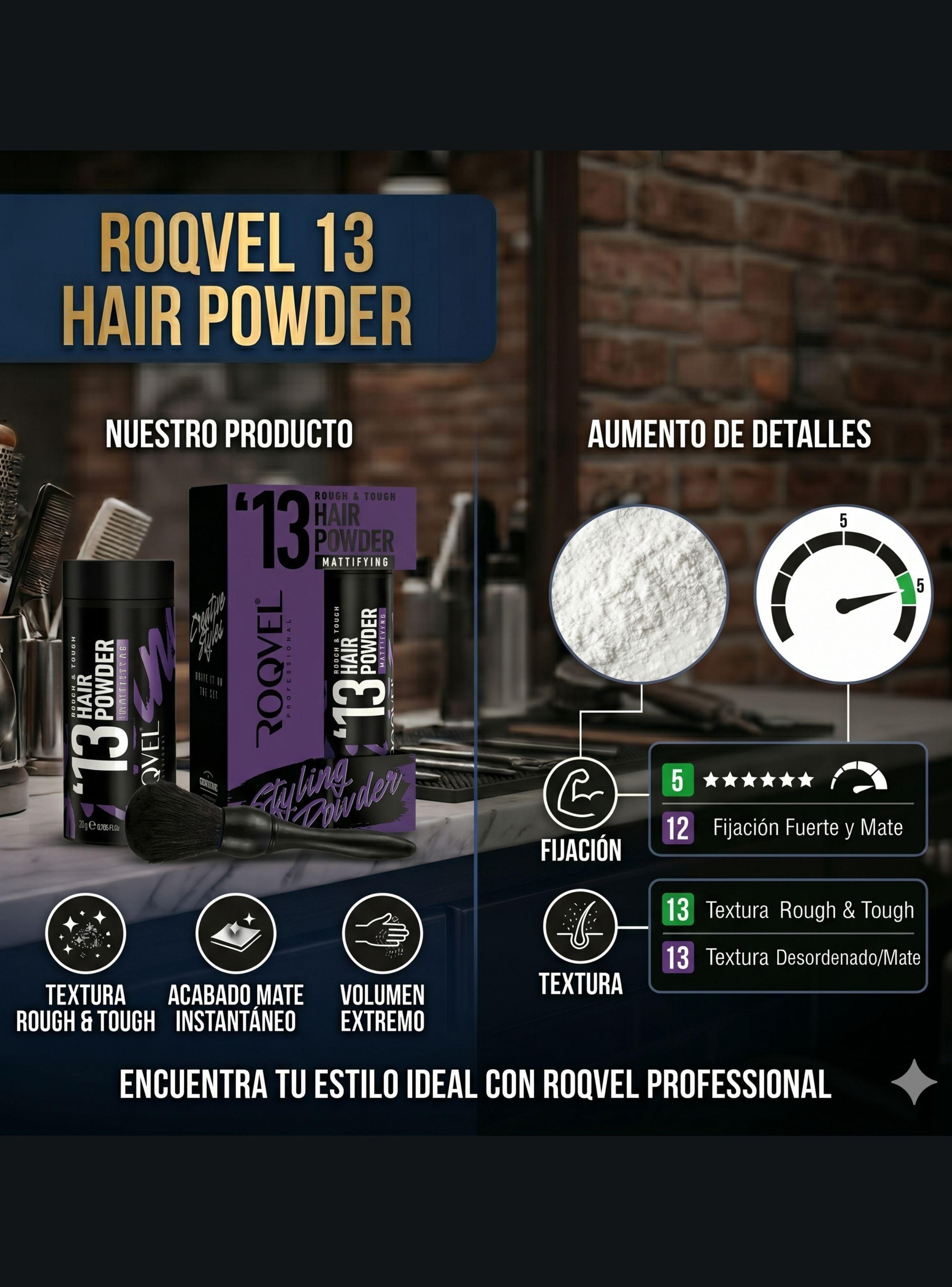 Polvo Peinado Roqvel 13 Texturizador Voluminizador Mate Profesional 20g-2