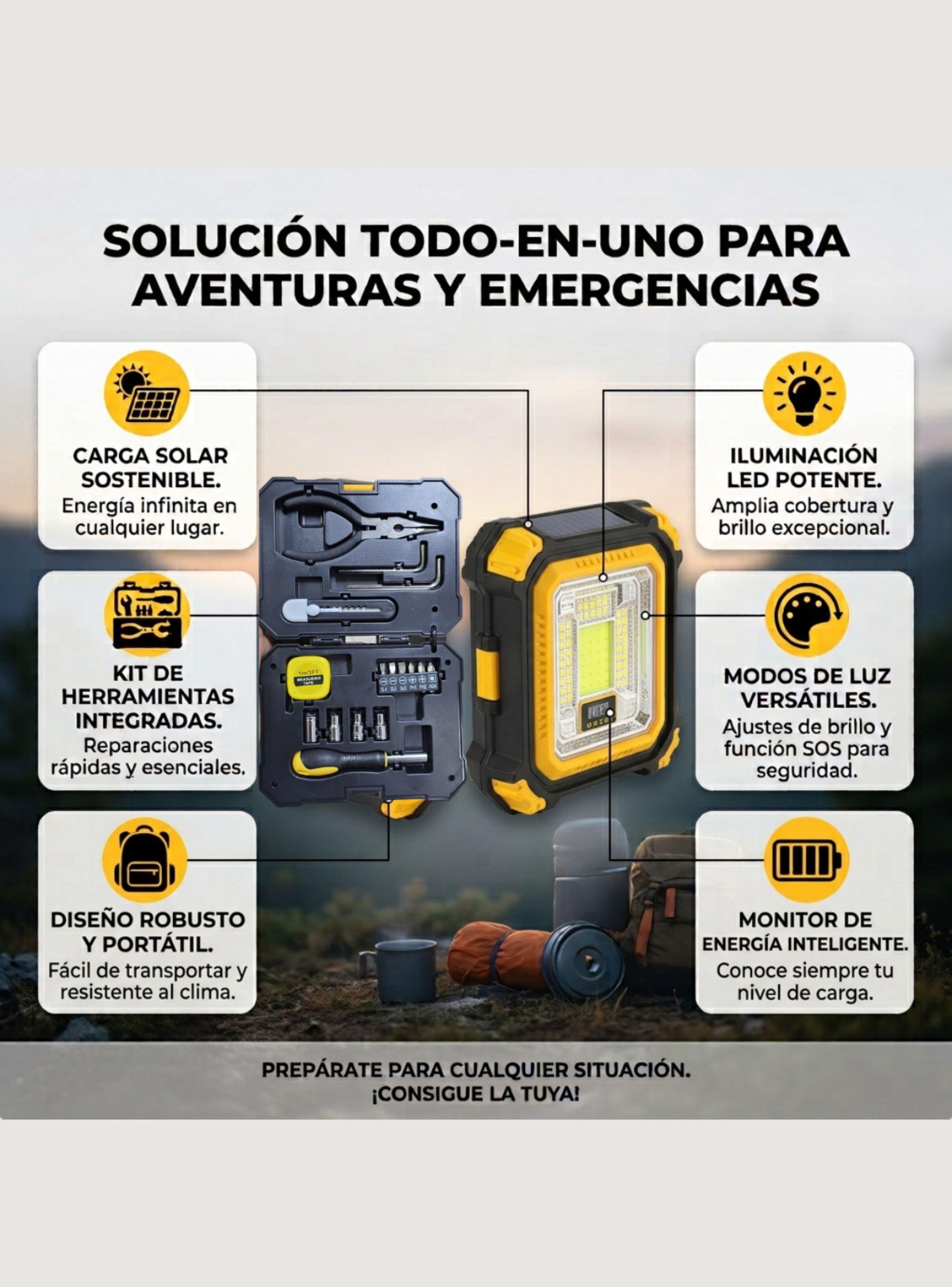 Lampara LED de Emergencia Solar Recargable y Herramientas 7769 B-5