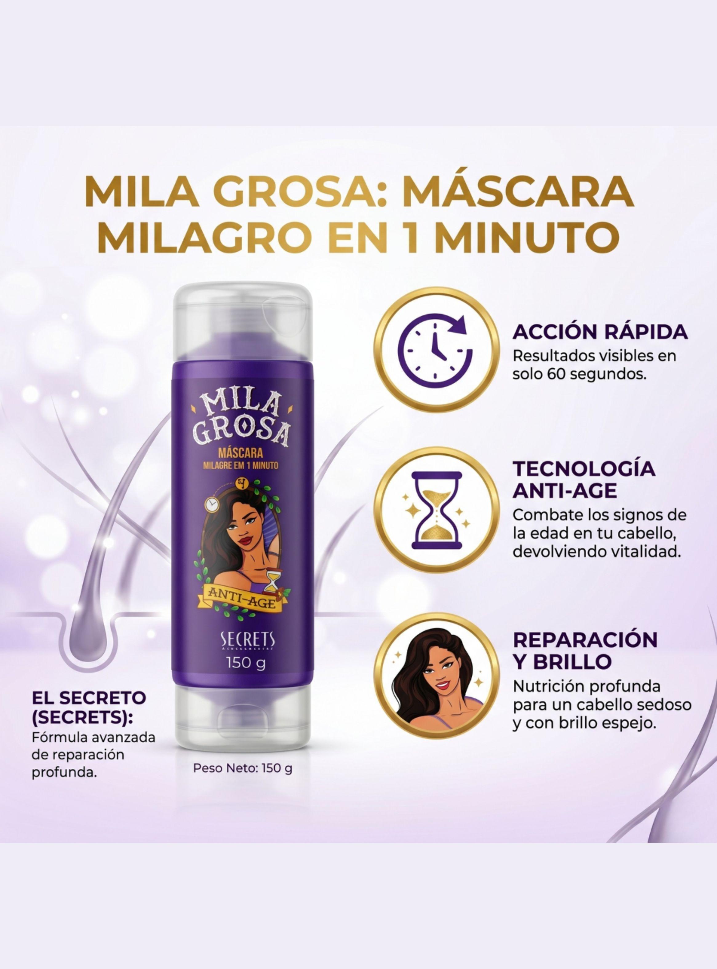M scara Capilar Secrets Brasil Milagrosa Anti Age 150g-4