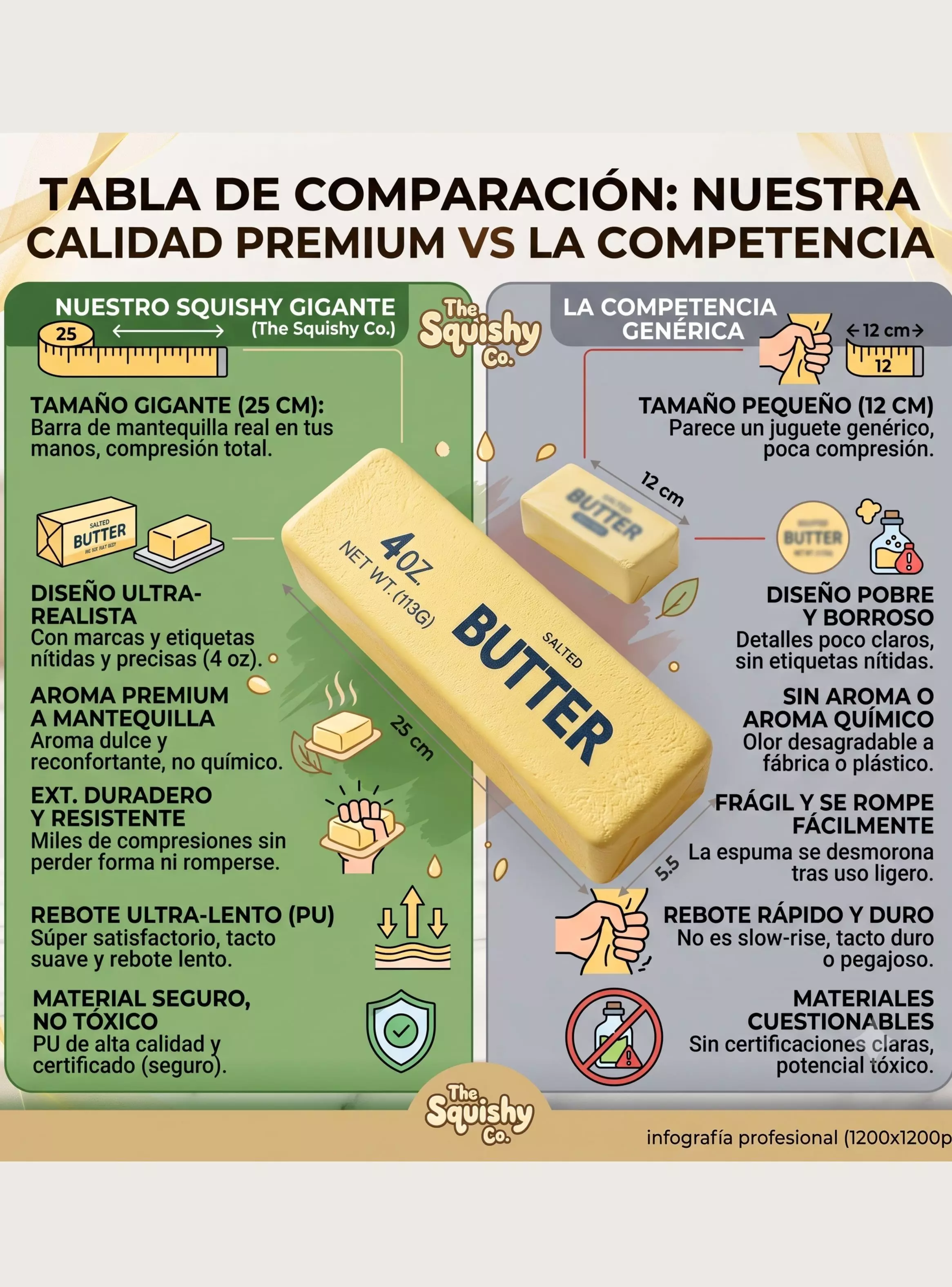 Butter Squishy Mantequilla Gigante 25 cm Juguete Sensorial Niños-2