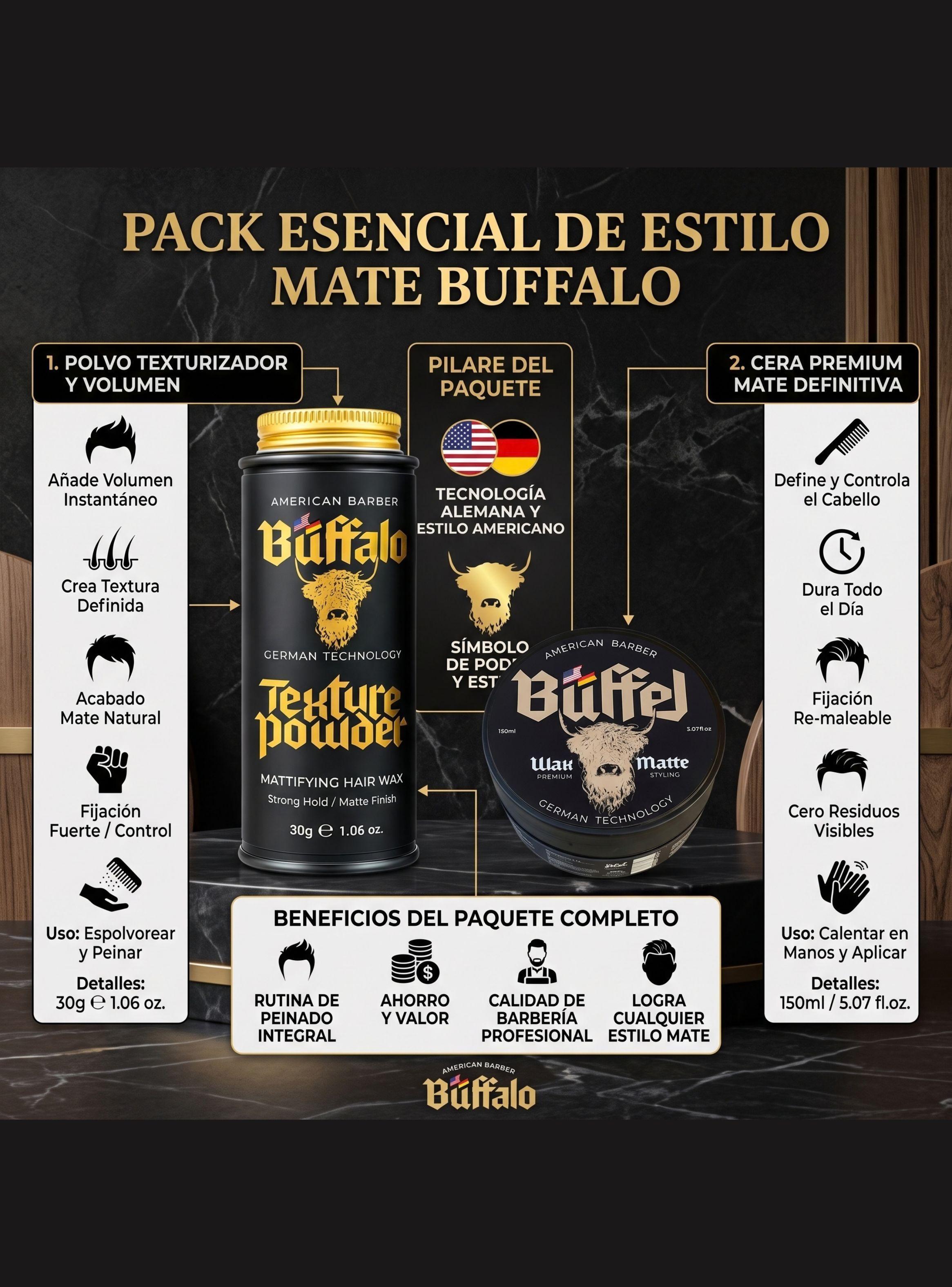 Buffalo Set Polvo Texturizador 30g Y Cera Capilar Mate 150ml-3