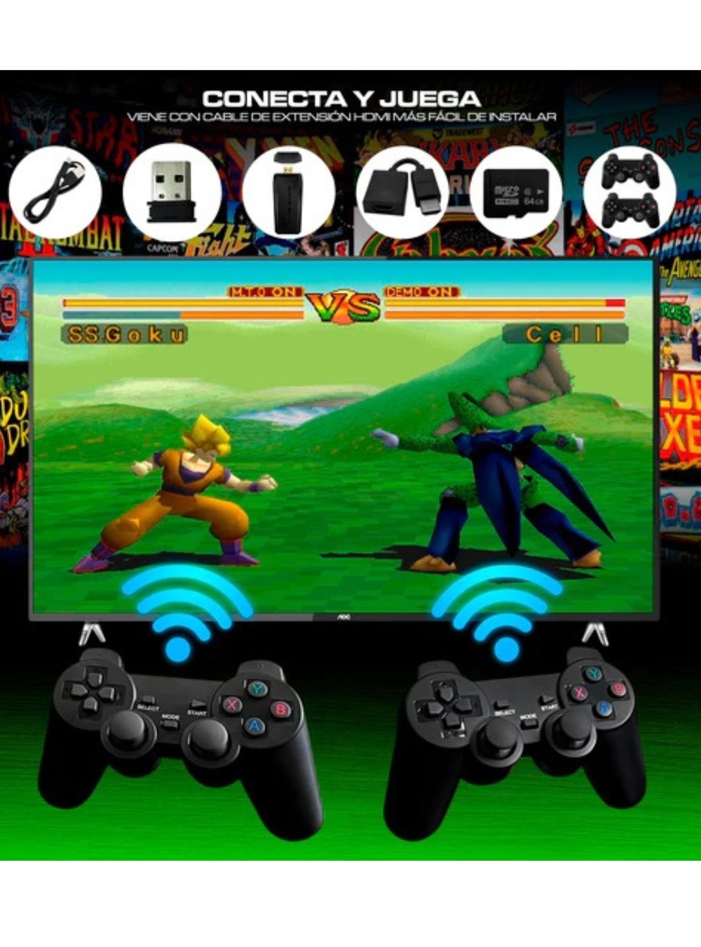 Consola Retro Game Stick 4k 20.000 Juegos Doble Control Negro-1