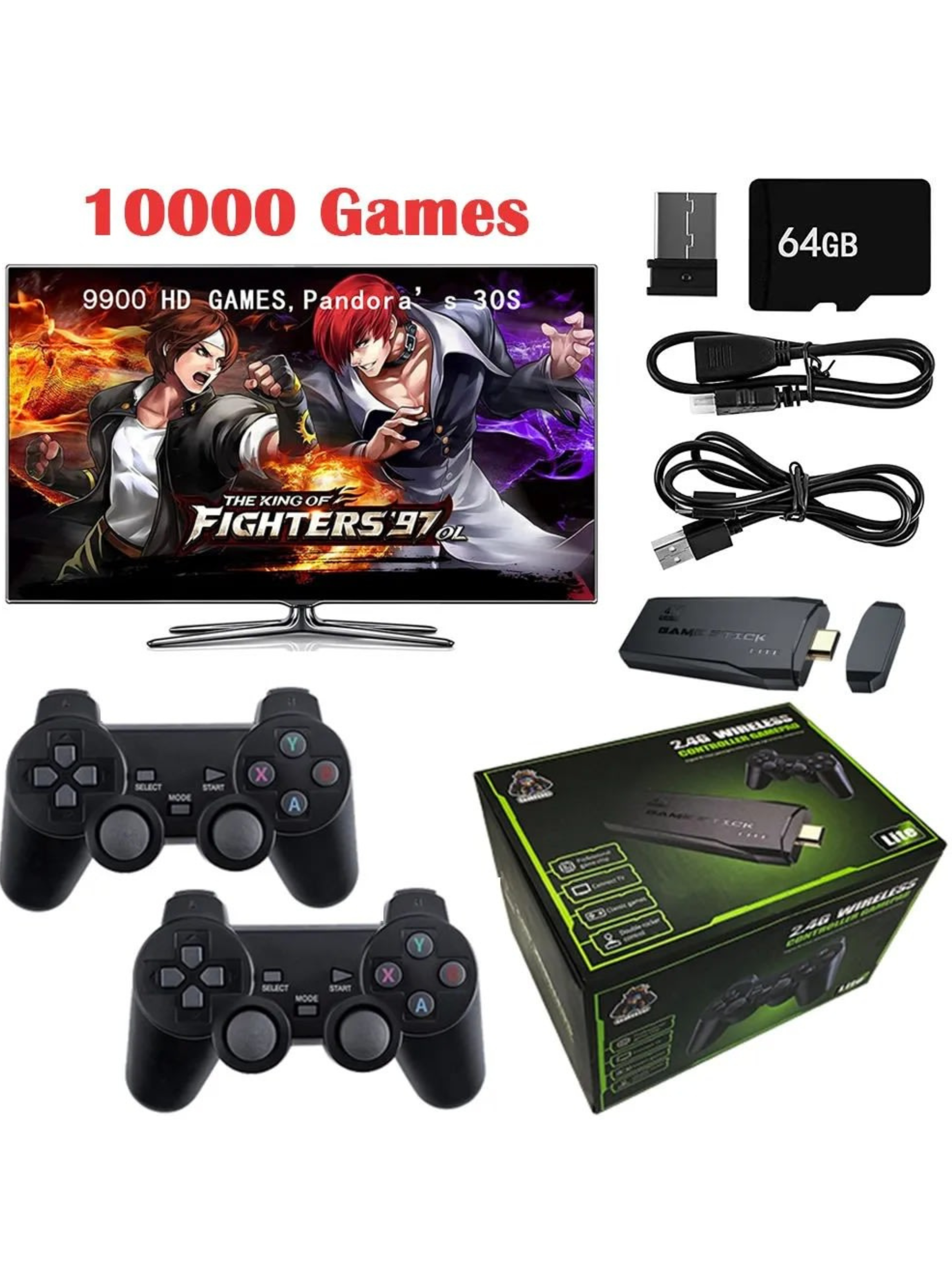 Consola Retro Game Stick 4k 20.000 Juegos Doble Control Negro-2
