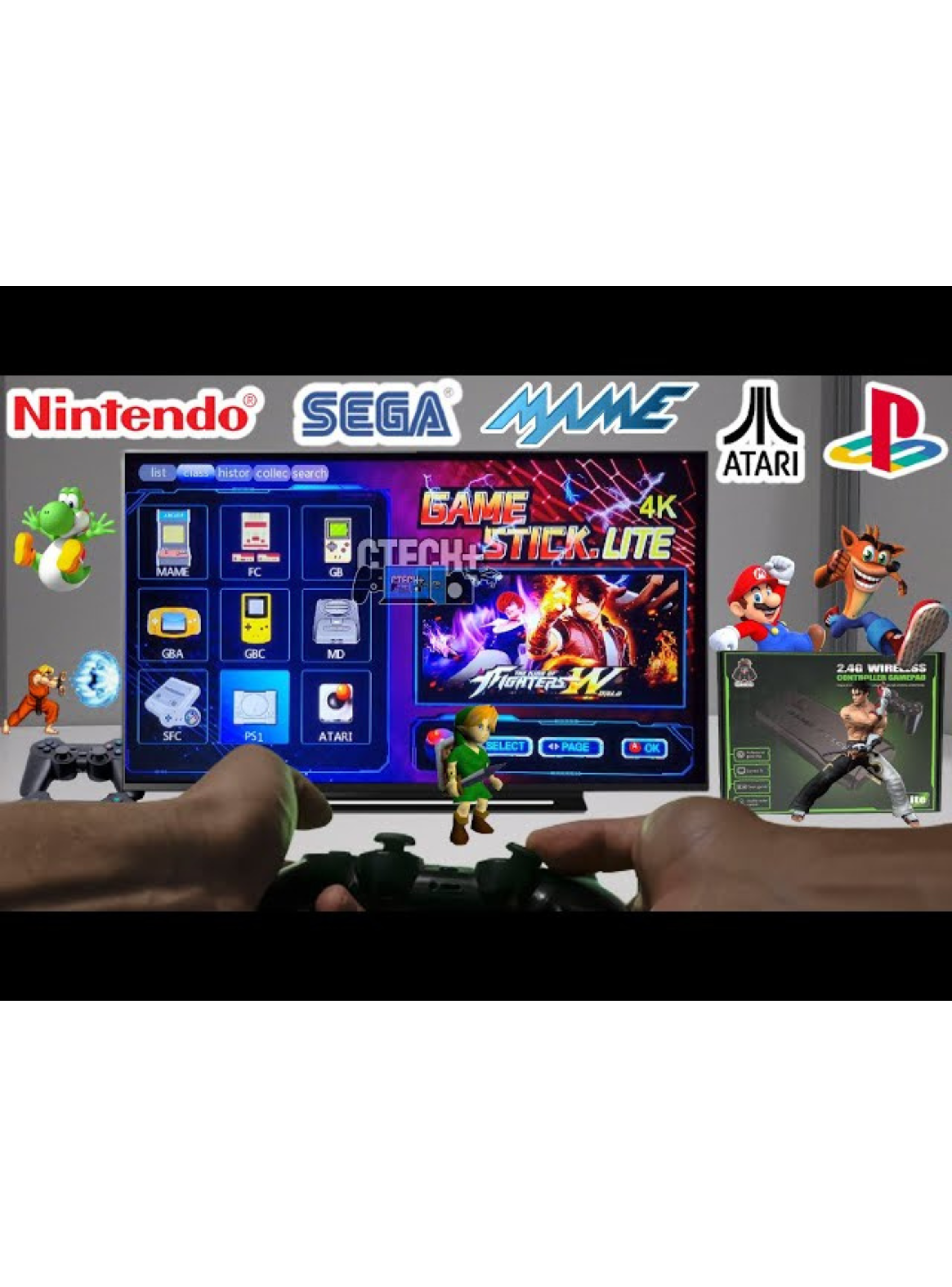 Consola Retro Game Stick 4k 20.000 Juegos Doble Control Negro-3