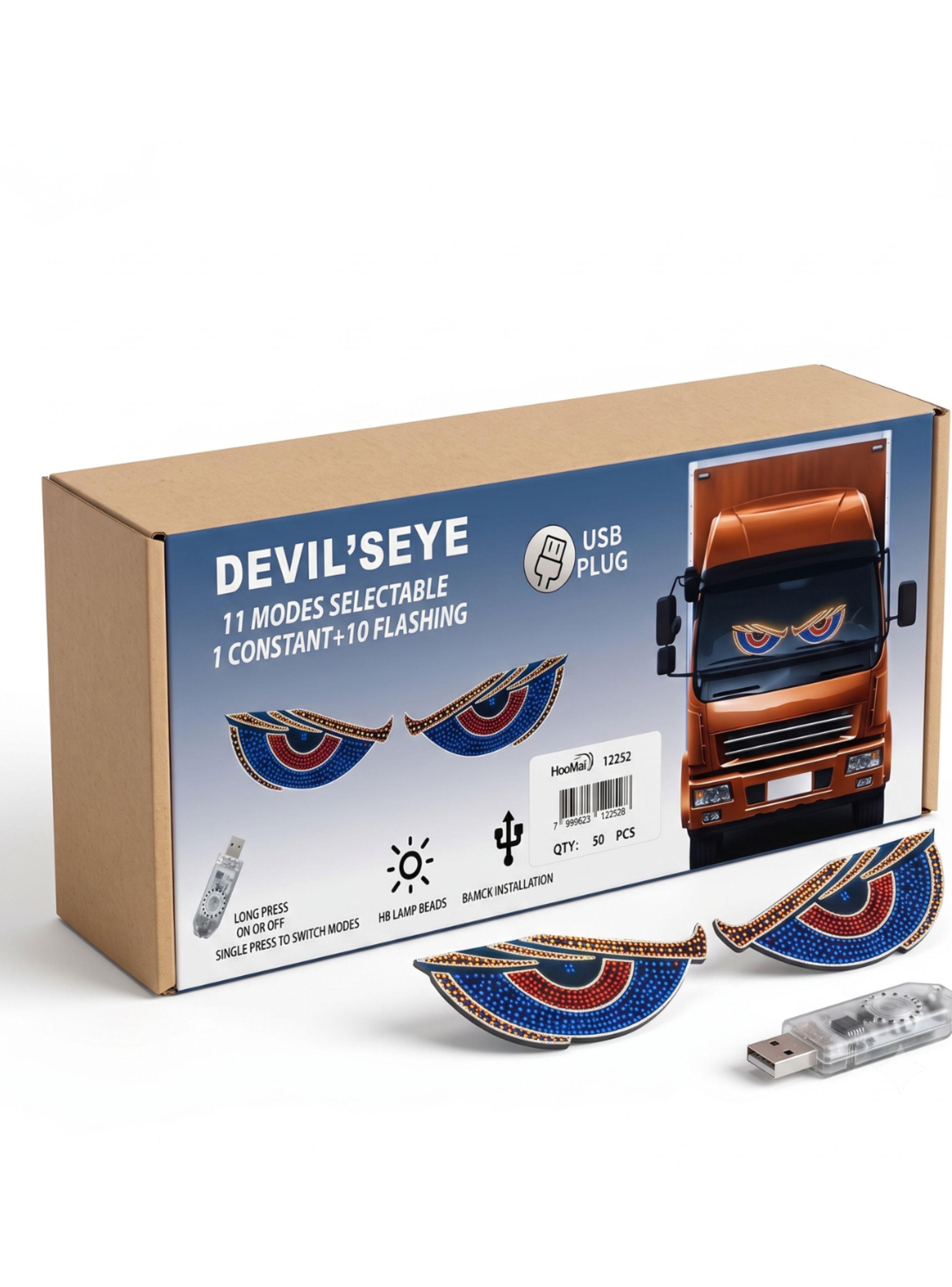 Panel Luz LED Ojos de Diablo Parabrisas Vehiculos USB 11 Modos-5