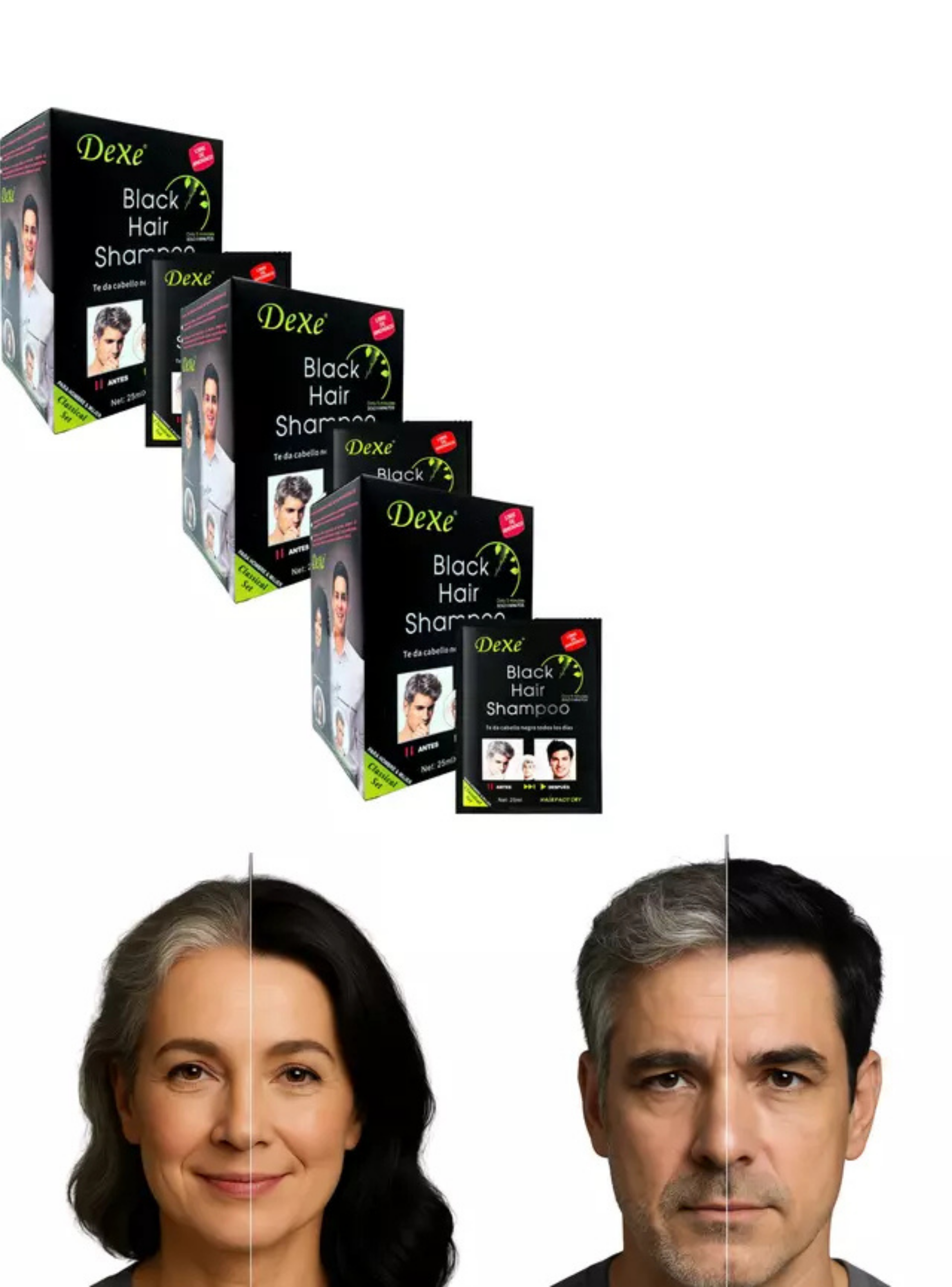 Pack 4x2 Shampoo Dexe Cubre Canas Negro - Tienda Oficial -2
