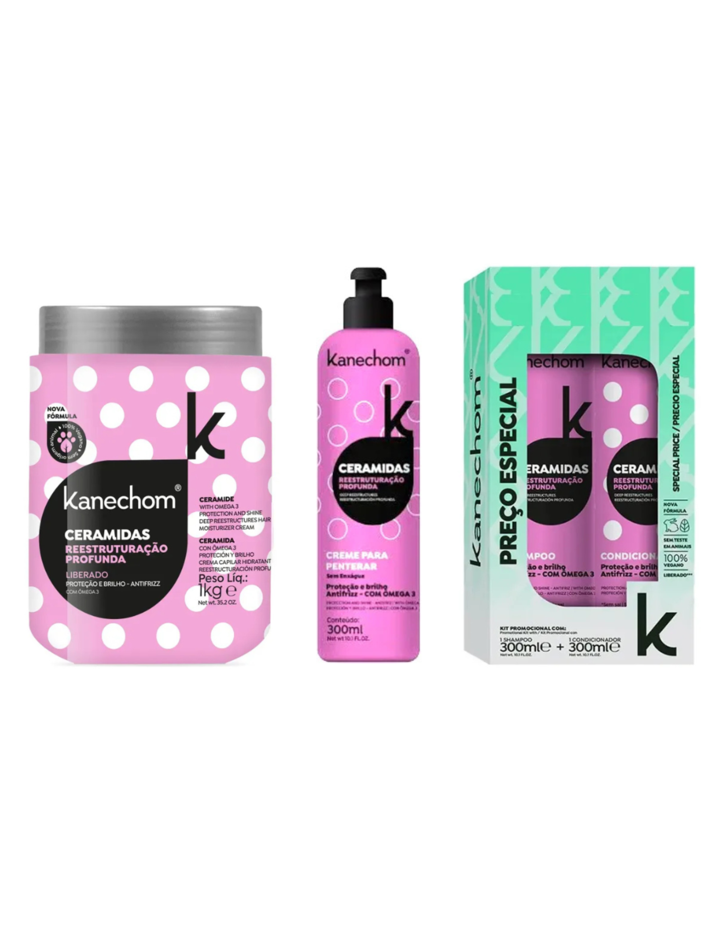 Pack tratamiento Ceramidas Kanechom 4 en 1 Reestructuración Profunda Cabello Dañado-2