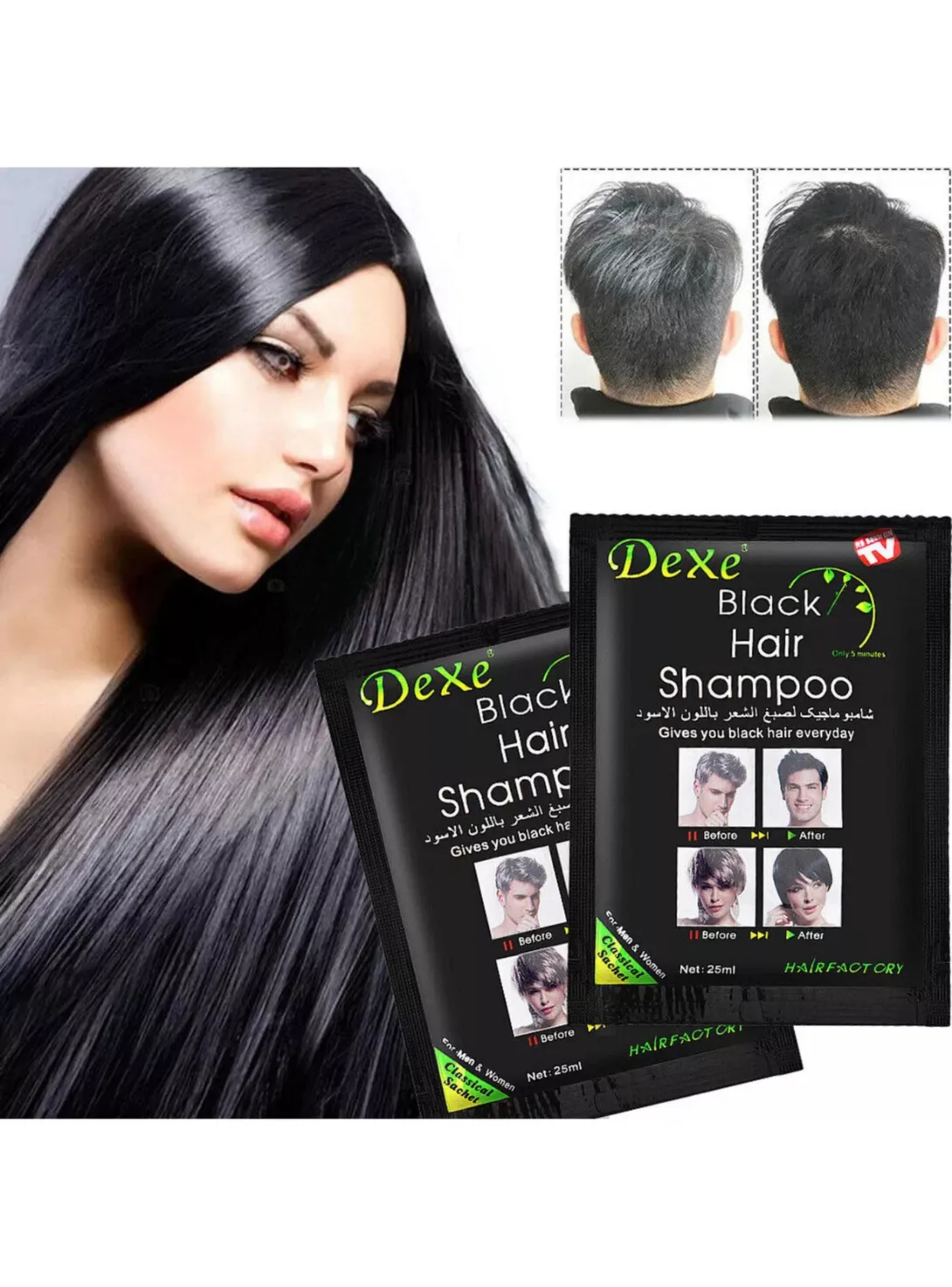 Pack 3x2 Dexe Original Shampoo Tinte Cubre Canas Profesional Negro-4