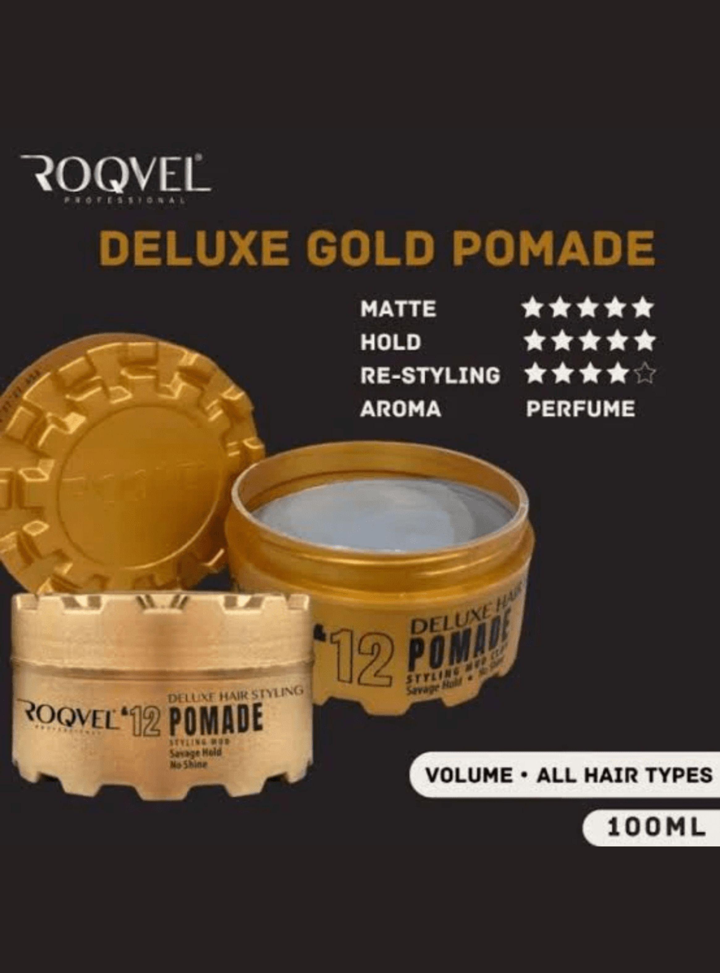 Cera Capilar Roqvel Deluxe Pomade Gold Fijacion Fuerte Brillo 150ml-2