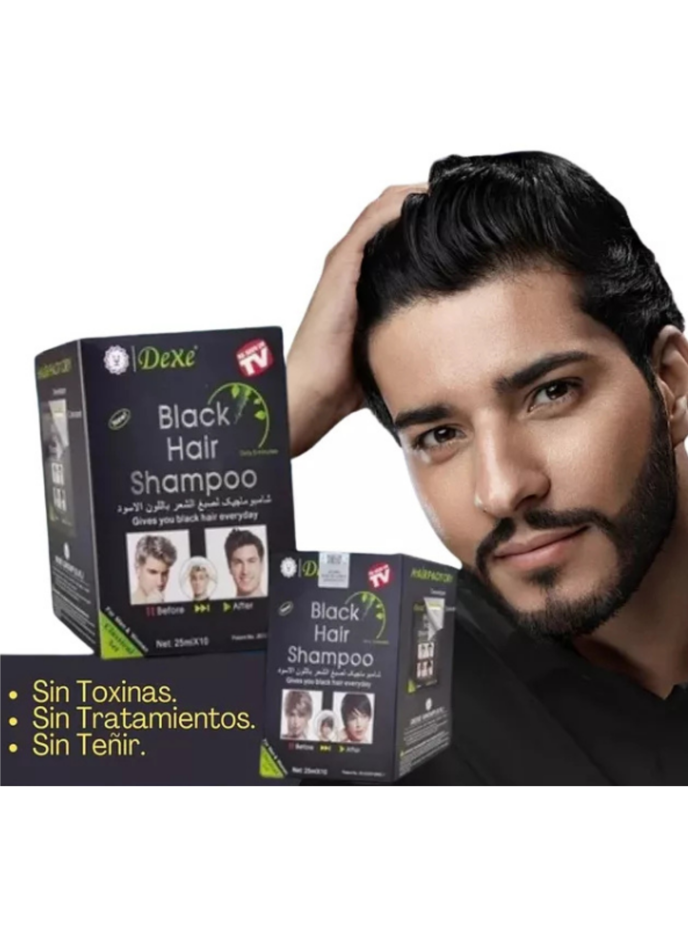 Champú colorante tinte  Cubre Canas Negro-4