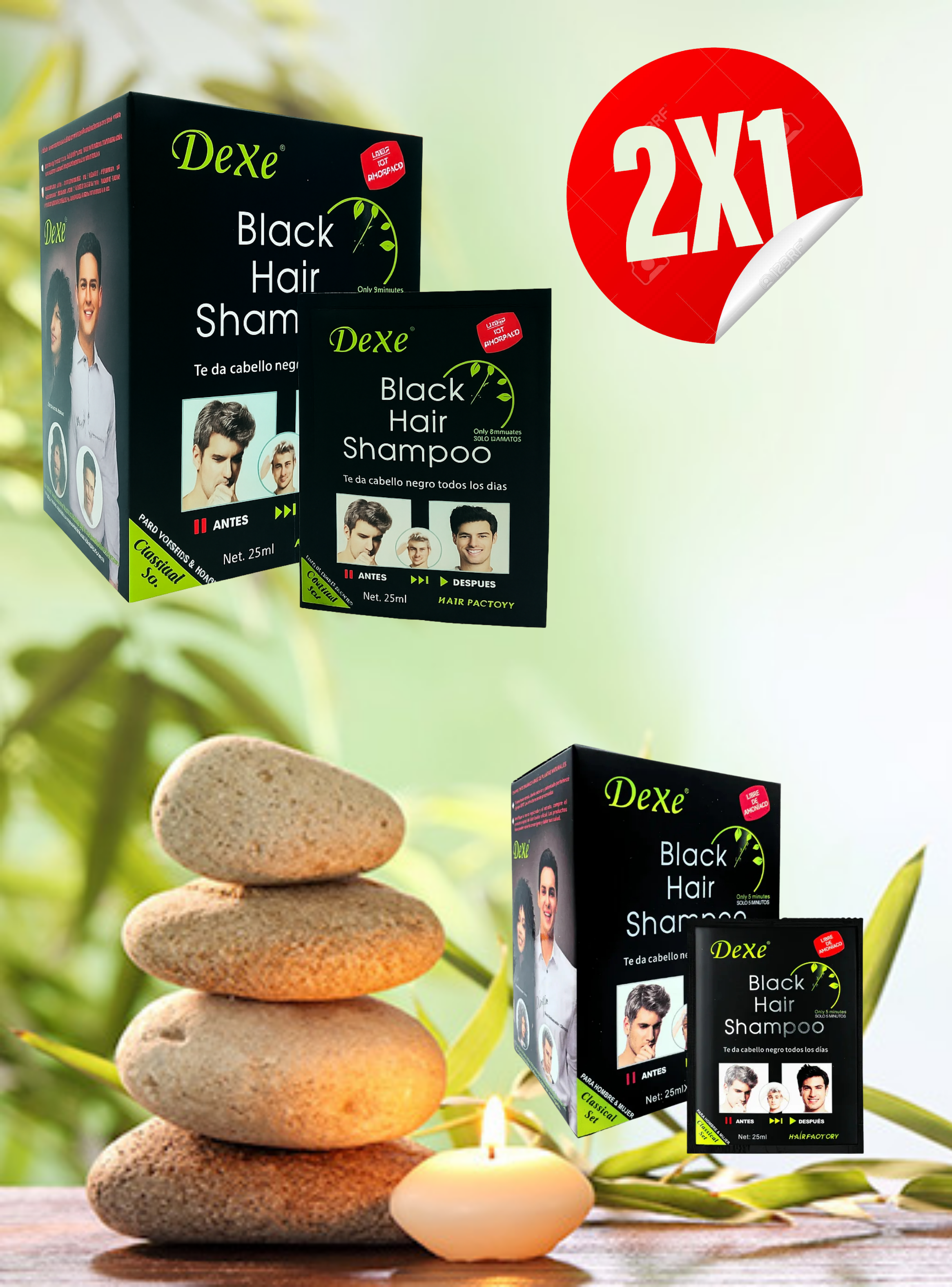 Pack 2x1 Shampoo Cubre Canas Sin Amoníaco Unisex( 20 sashet)-5