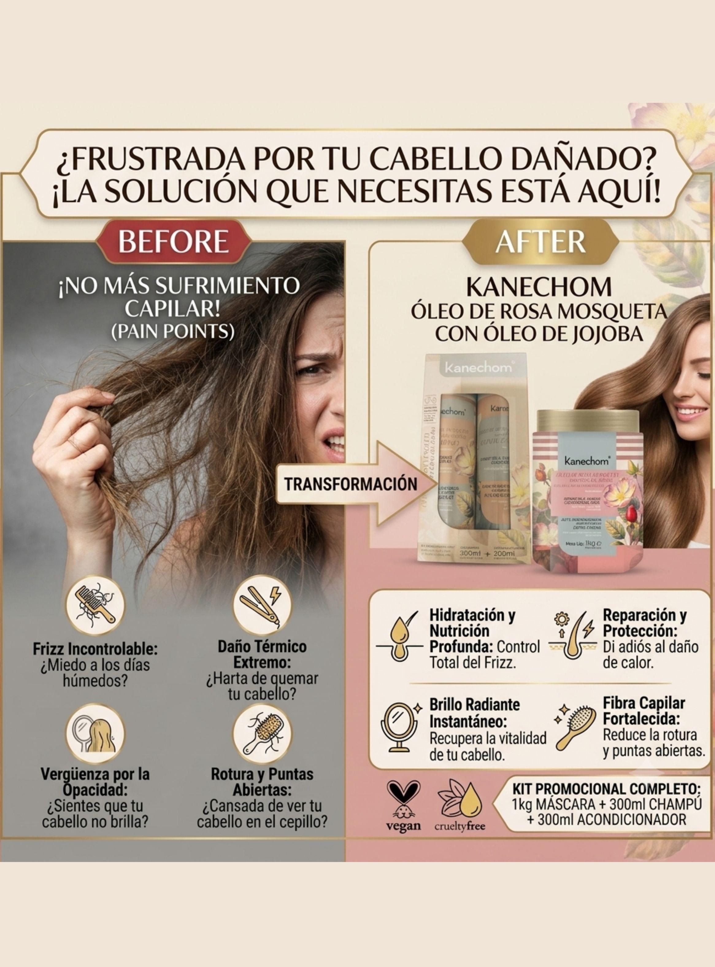 Kit Capilar Kanechom Rosa Mosqueta Jojoba Mascarilla 1Kg-3