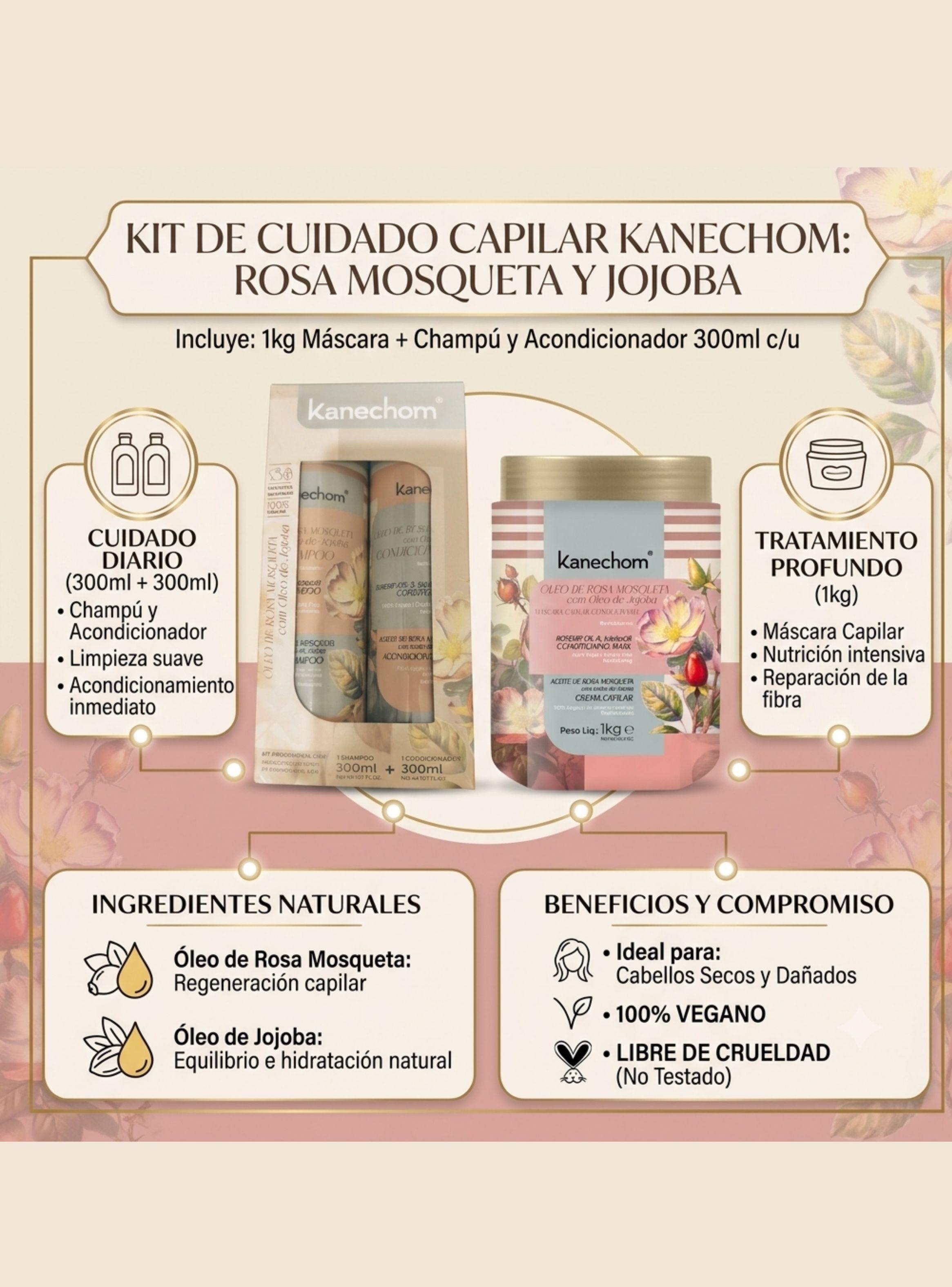 Kit Capilar Kanechom Rosa Mosqueta Jojoba Mascarilla 1Kg-5