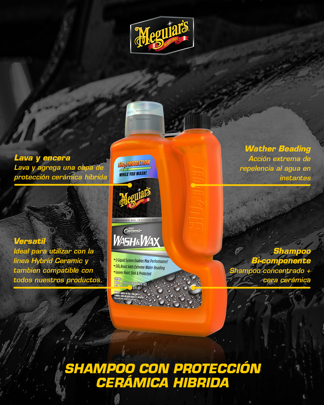 Shampoo Ceramico Meguiars Hybrid Ceramic Wash & Wax-4