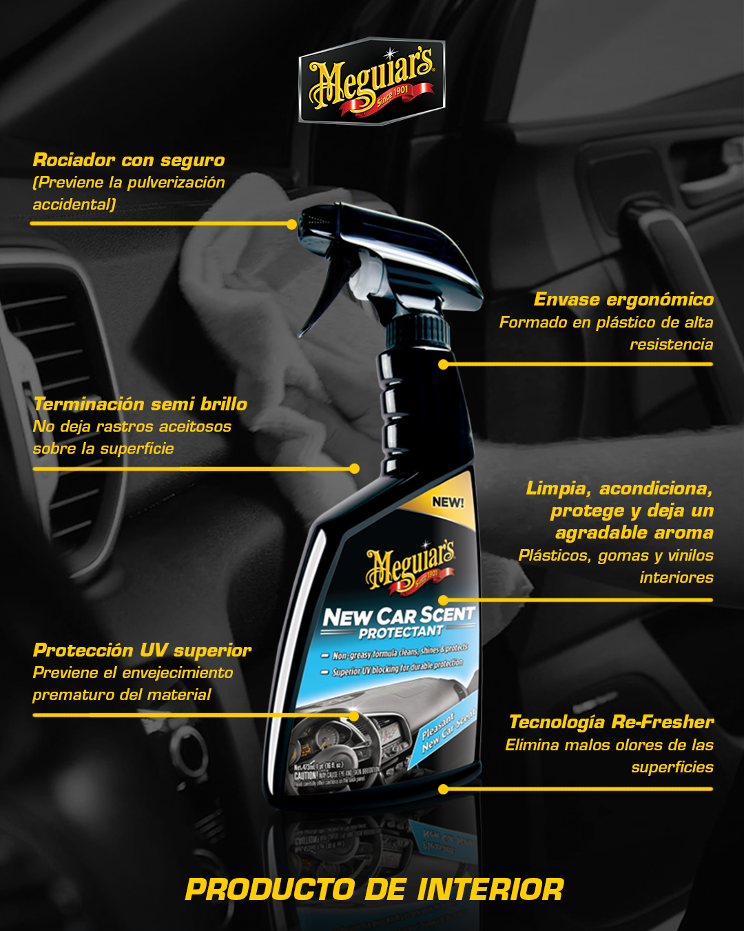 Limpieza De Interior Meguiars New Car Scent Protectant-3