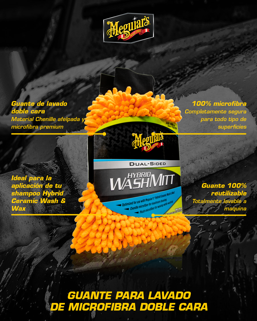 Guante de lavado Meguiars Dual Sided Hybrid Wash Mitt-4
