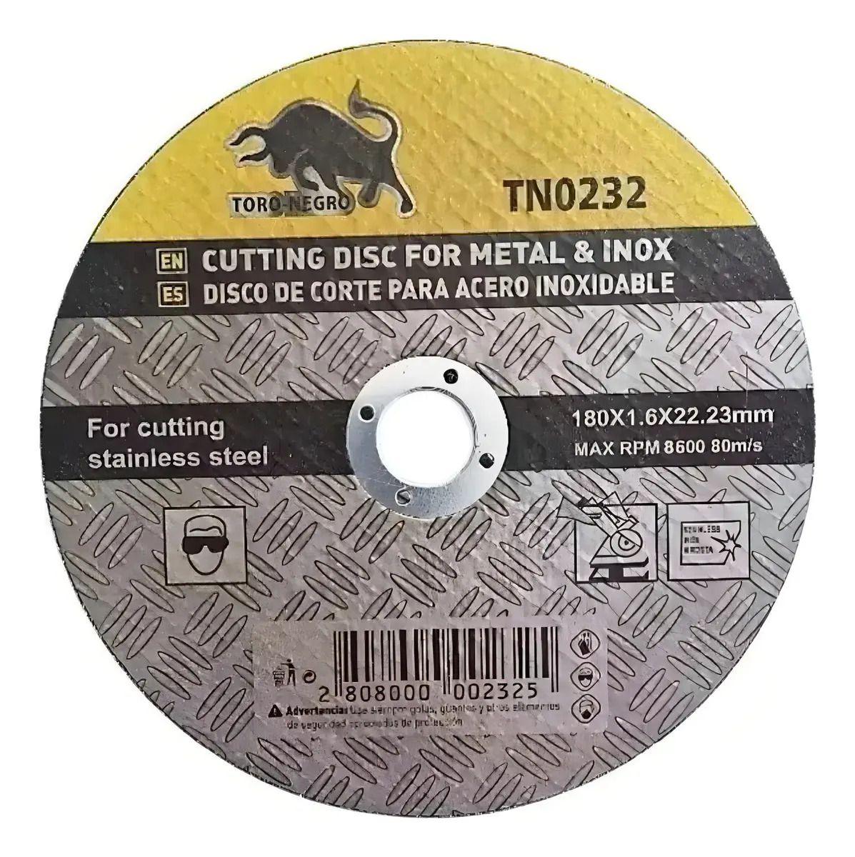 Pack 50 Discos de Corte para Metal 180 mm (7") x 1,6 mm Toro Negro-0