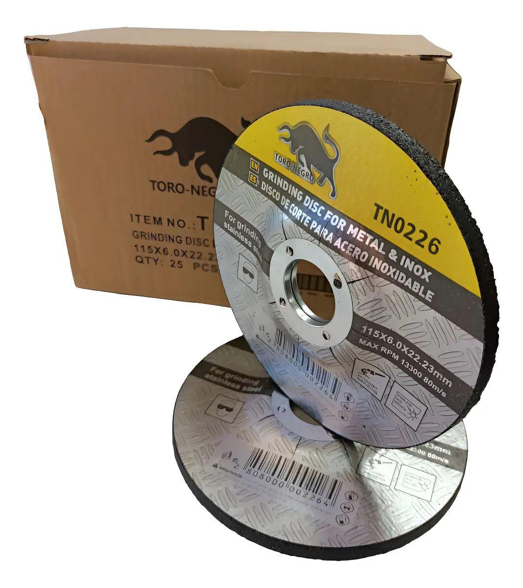 Pack 25 Discos de Desbaste 115 mm (4 1/2") x 6 mm Toro Negro-0