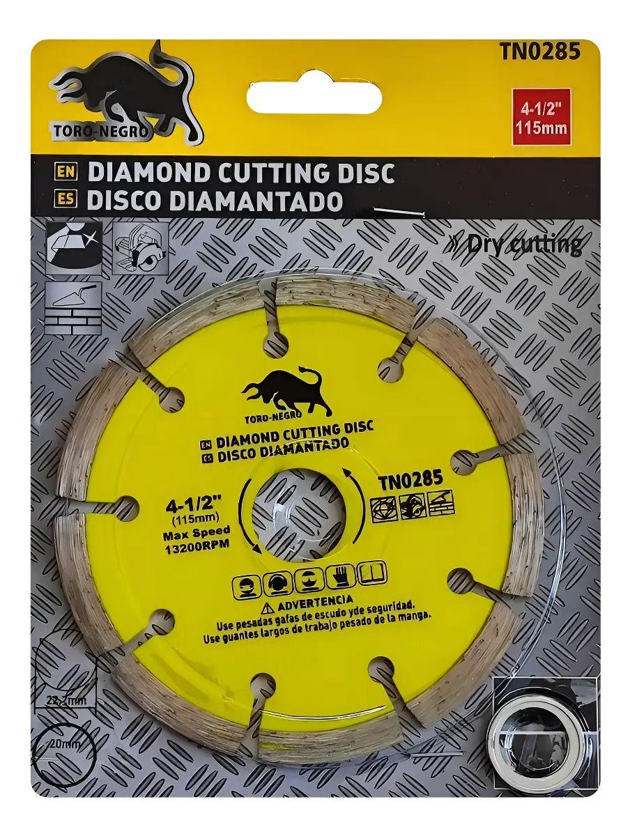 Disco Diamantado Segmentado para Cerámica y Porcelanato 115 mm (4 1/2") Toro Negro-0
