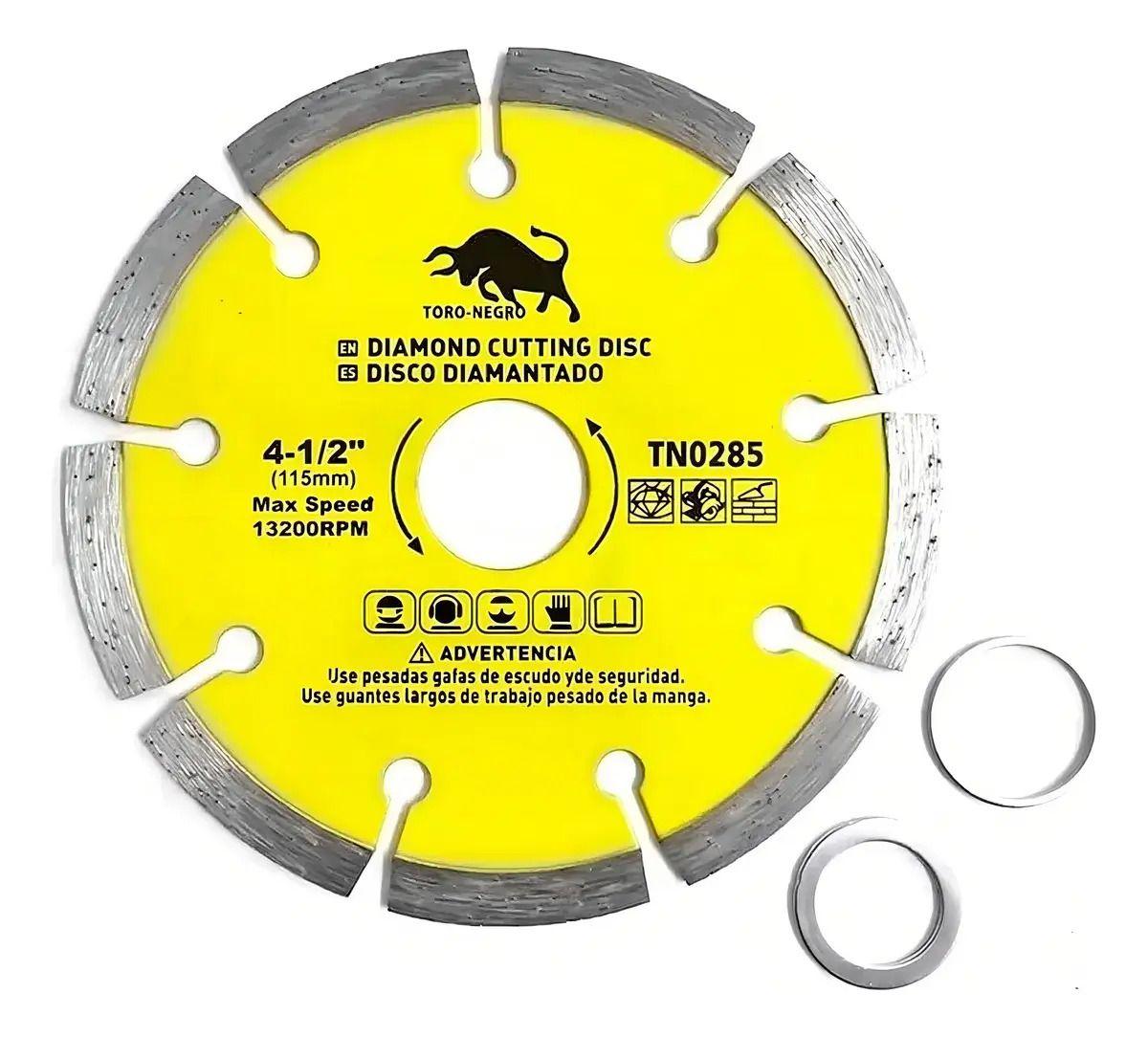 Disco Diamantado Segmentado para Cerámica y Porcelanato 115 mm (4 1/2") Toro Negro-1