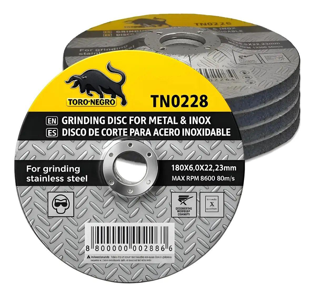 Pack 5 Discos de Desbaste 180 mm (7") x 6 mm Toro Negro-1