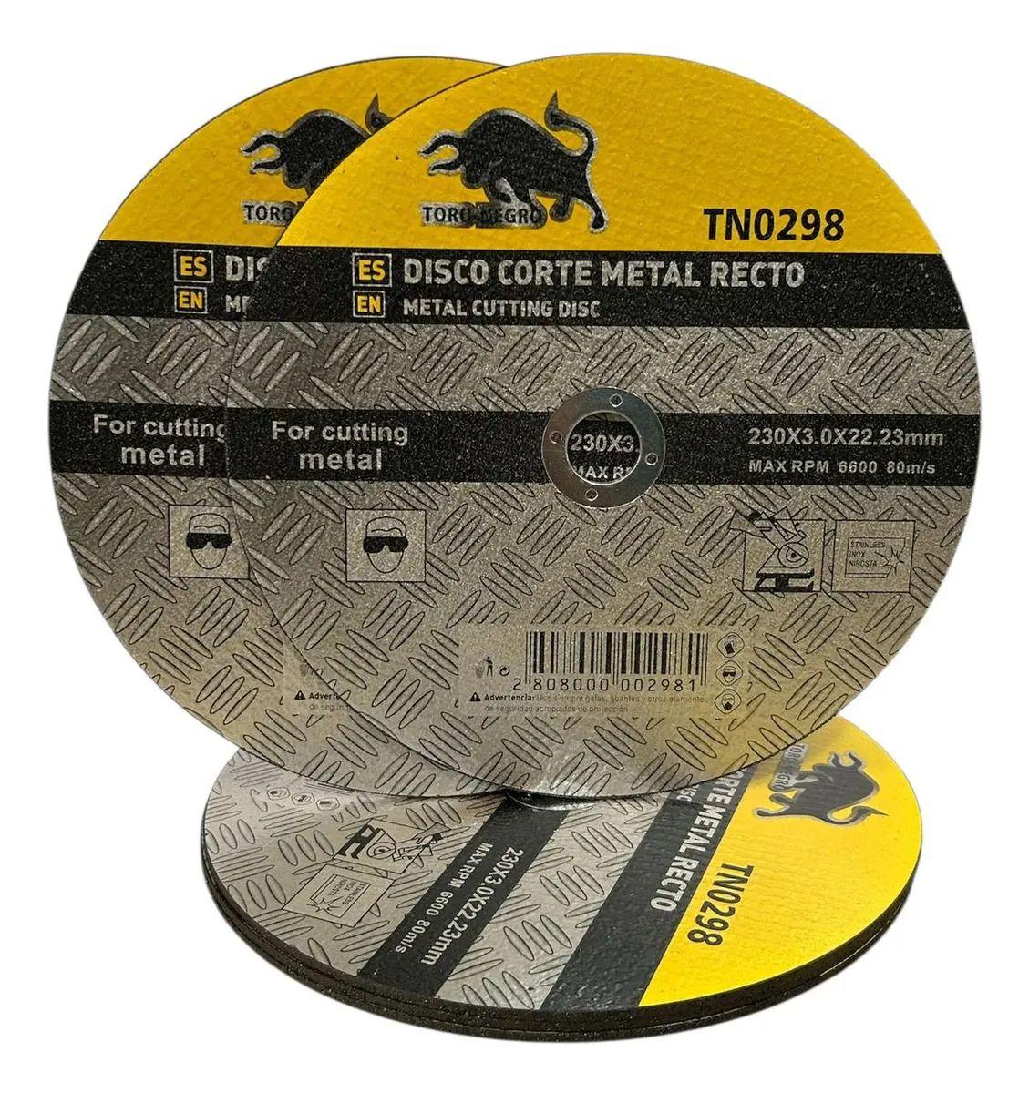 Pack 10 Discos de Corte 230 mm (9") x 3 mm Toro Negro-0