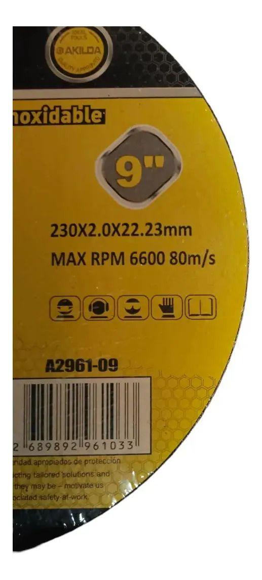 Pack 10 Discos de Corte Extra Finos 230 mm (9") x 2 mm Akilda-1