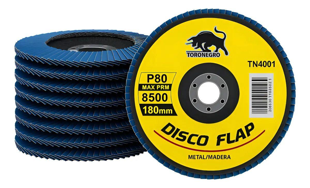 Pack 10 Discos Flap Traslapados para Metal 180 mm (7") Grano 60 Toro Negro-0