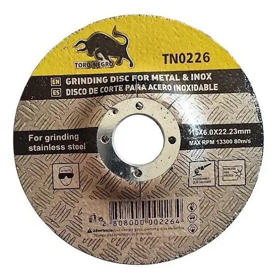 Pack 10 Discos de Desbaste 115 mm (4 1/2") x 6 mm Grano 22 Toro Negro-0
