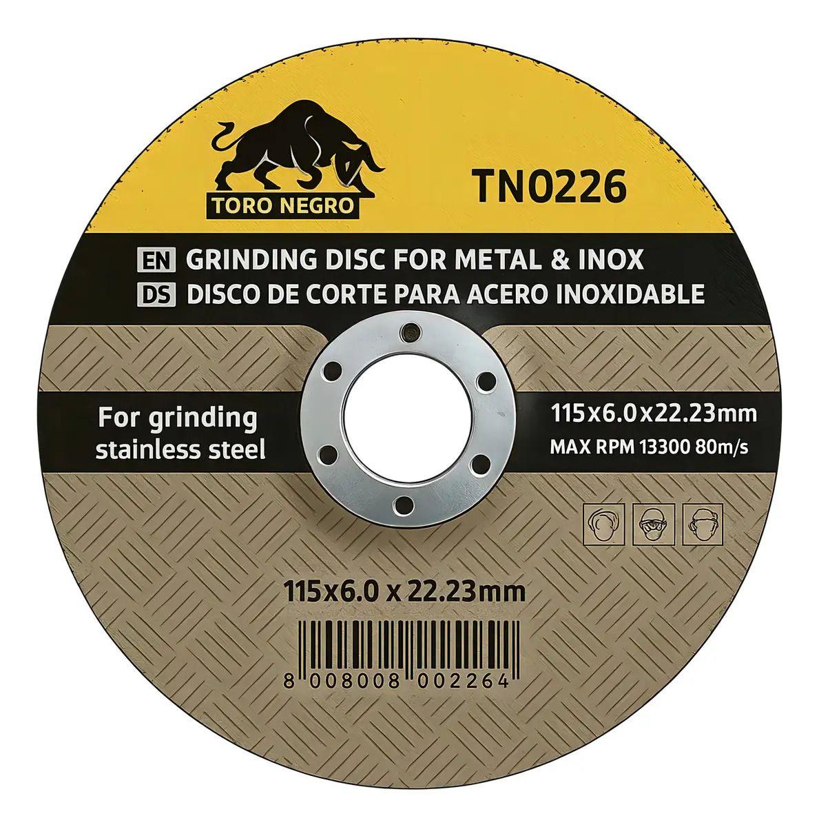 Pack 10 Discos de Desbaste 115 mm (4 1/2") x 6 mm Grano 22 Toro Negro-3