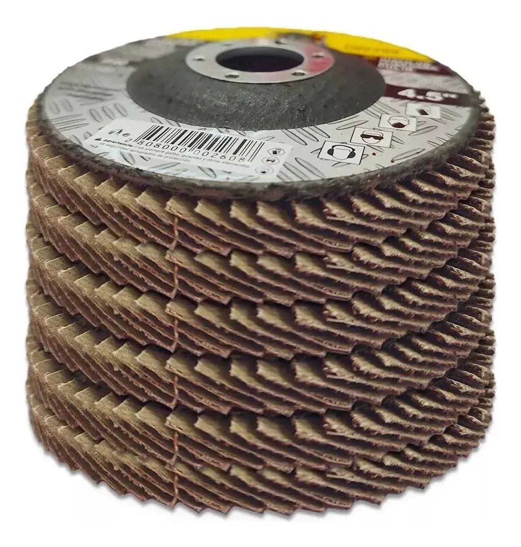 Pack 10 Discos Flap Traslapados para Madera 115 mm (4 1/2") Grano 120 Toro Negro-1