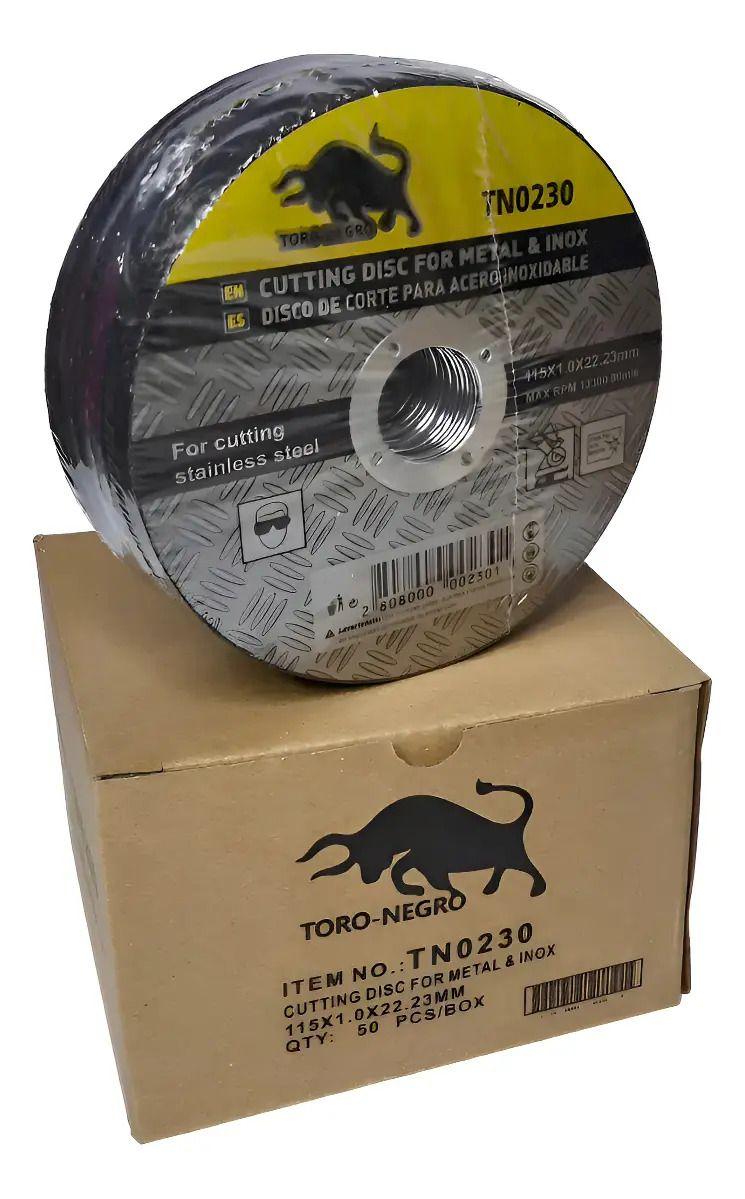 Pack 50 Discos de Corte Ultra Reforzados para Metal 115 mm (4 1/2") x 1 mm Toro Negro-0