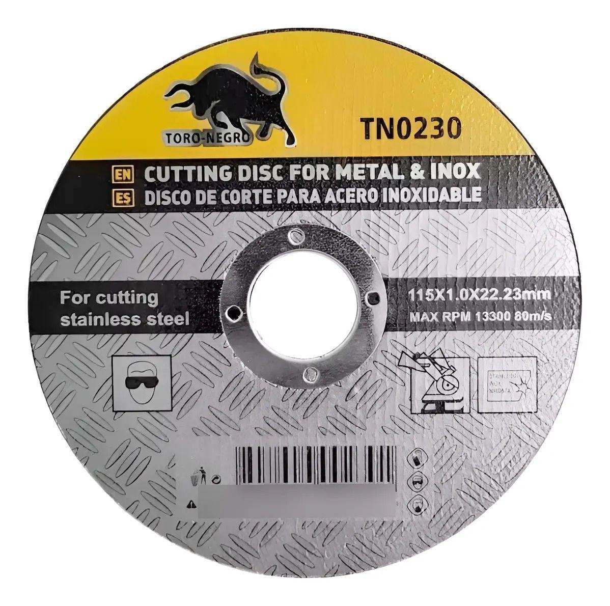 Pack 50 Discos de Corte Ultra Reforzados para Metal 115 mm (4 1/2") x 1 mm Toro Negro-1