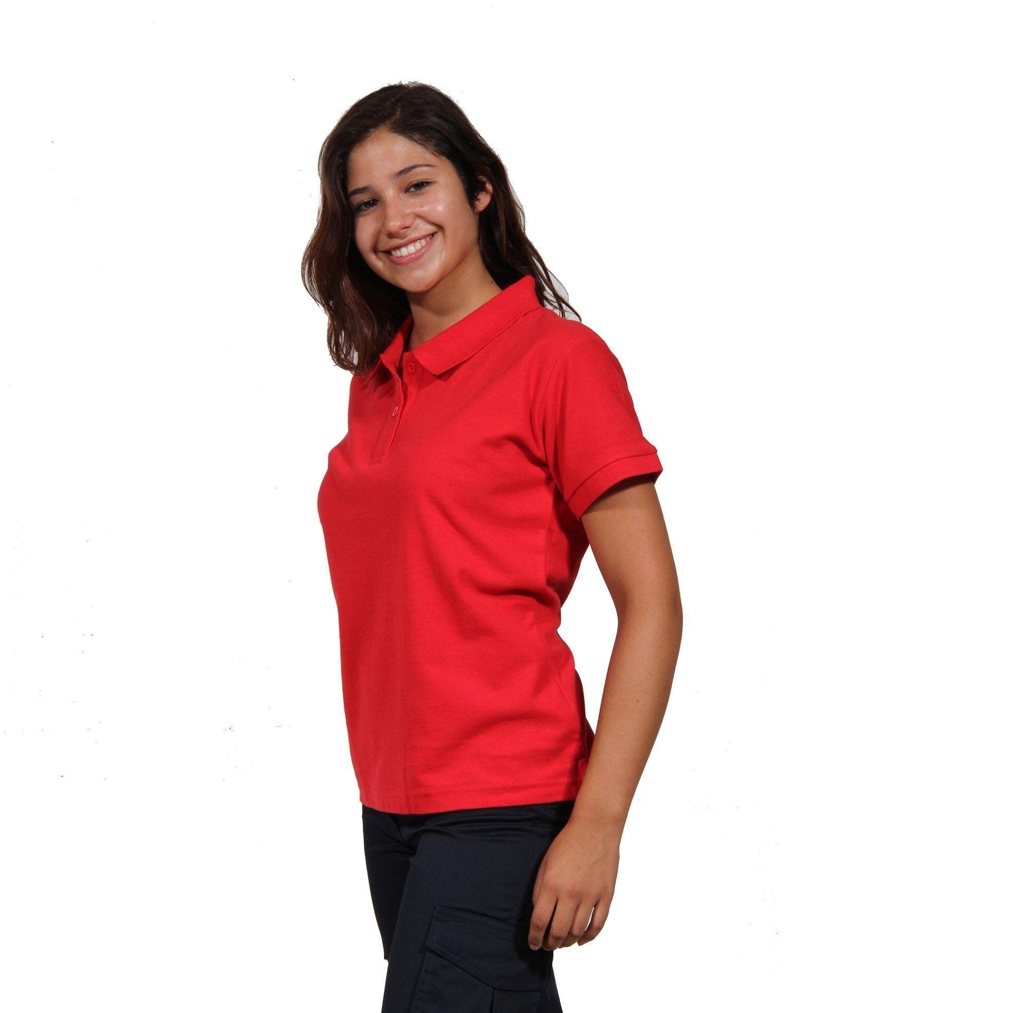 Polera Pique Mujer M/Corta Rojo, protección UV-0