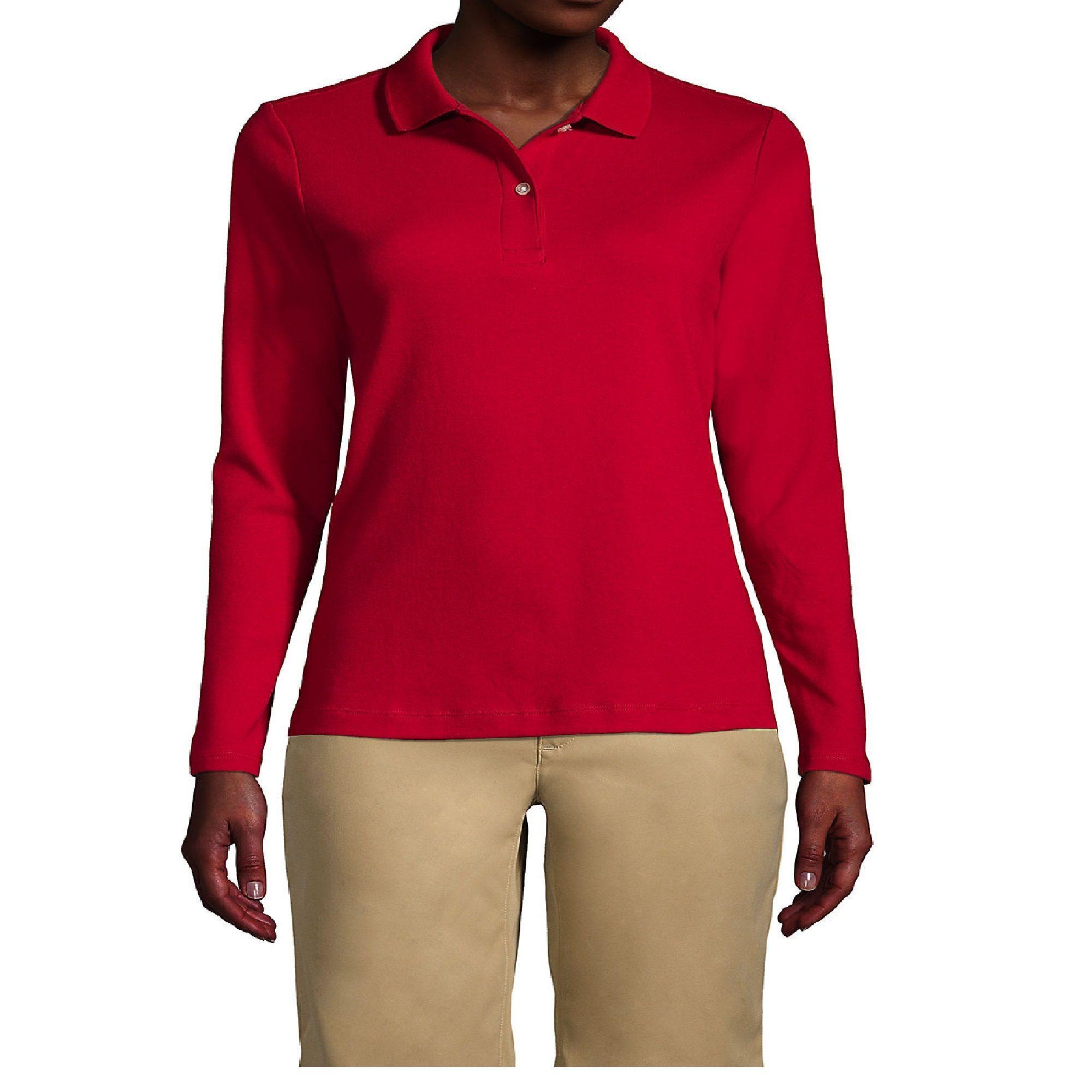 Polera Pique Mujer M/Larga Rojo, protección UV-0