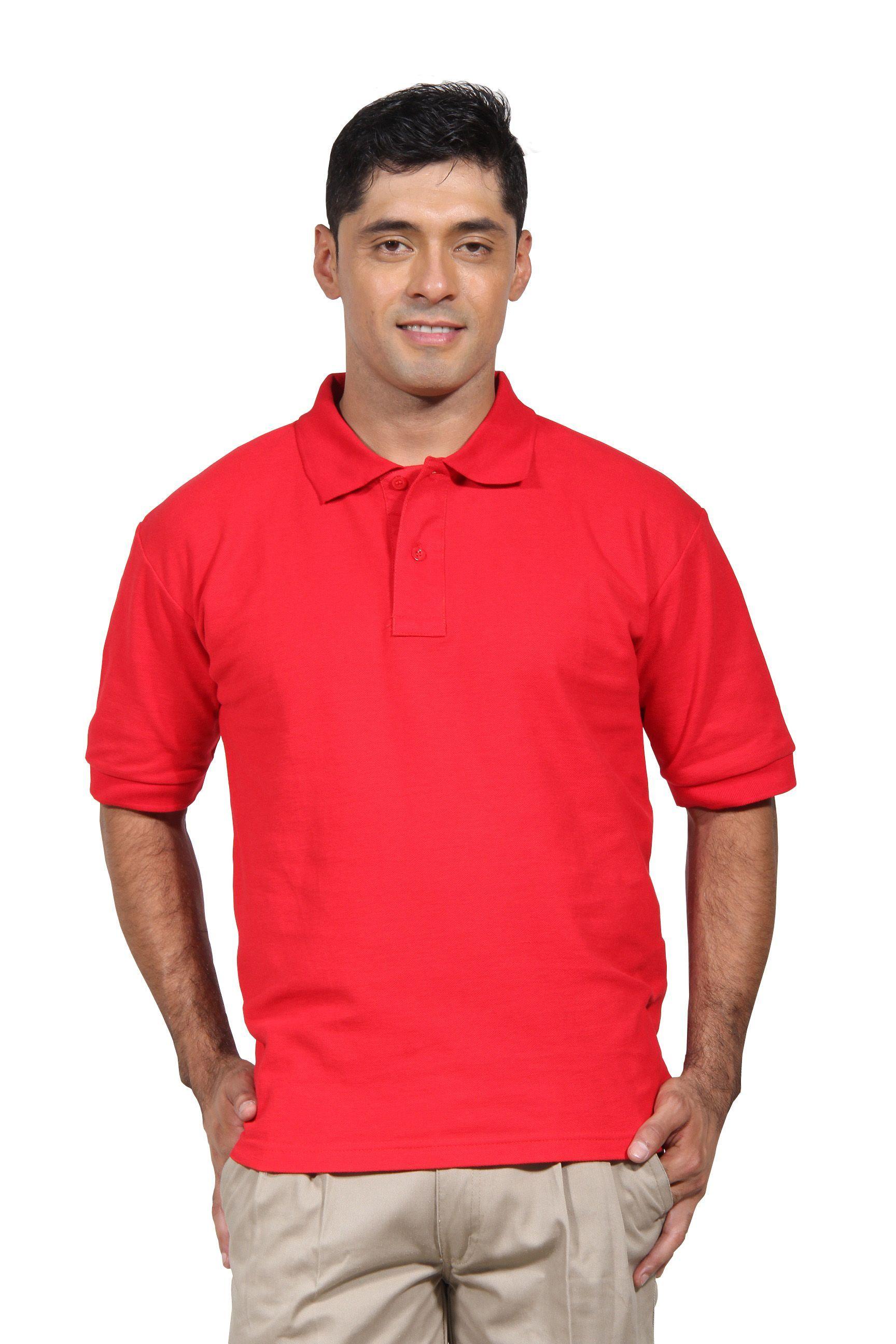 Polera Pique Varón M/Corta Rojo, protección UV-0