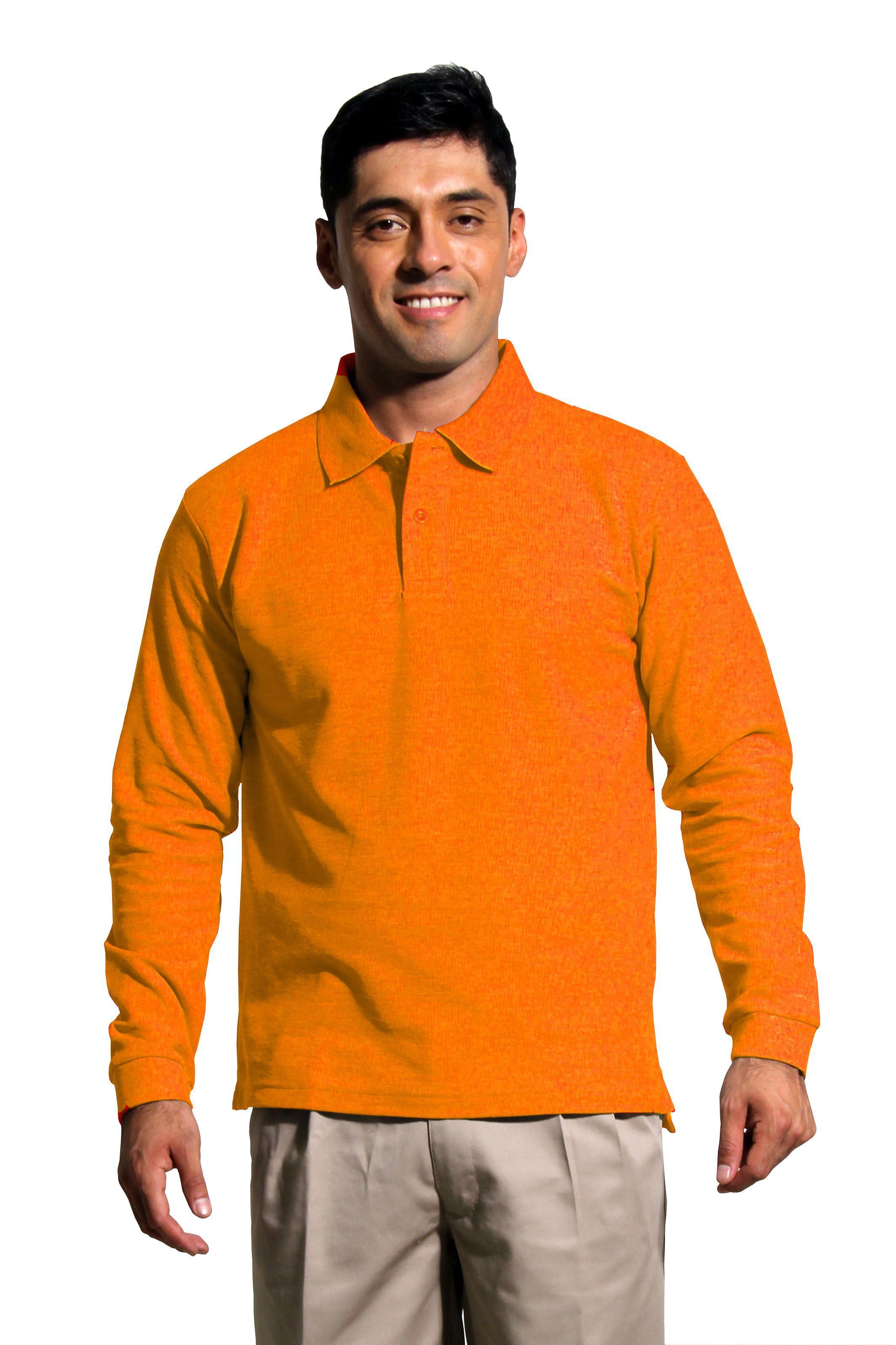 Polera Pique Varon Manga Larga Naranja-0