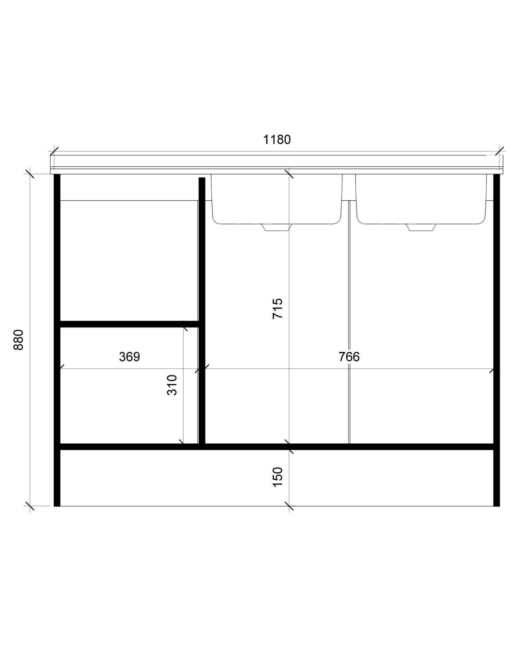 Kit Lavaplatos 3 Puertas 120 cm. Secador Derecho-2