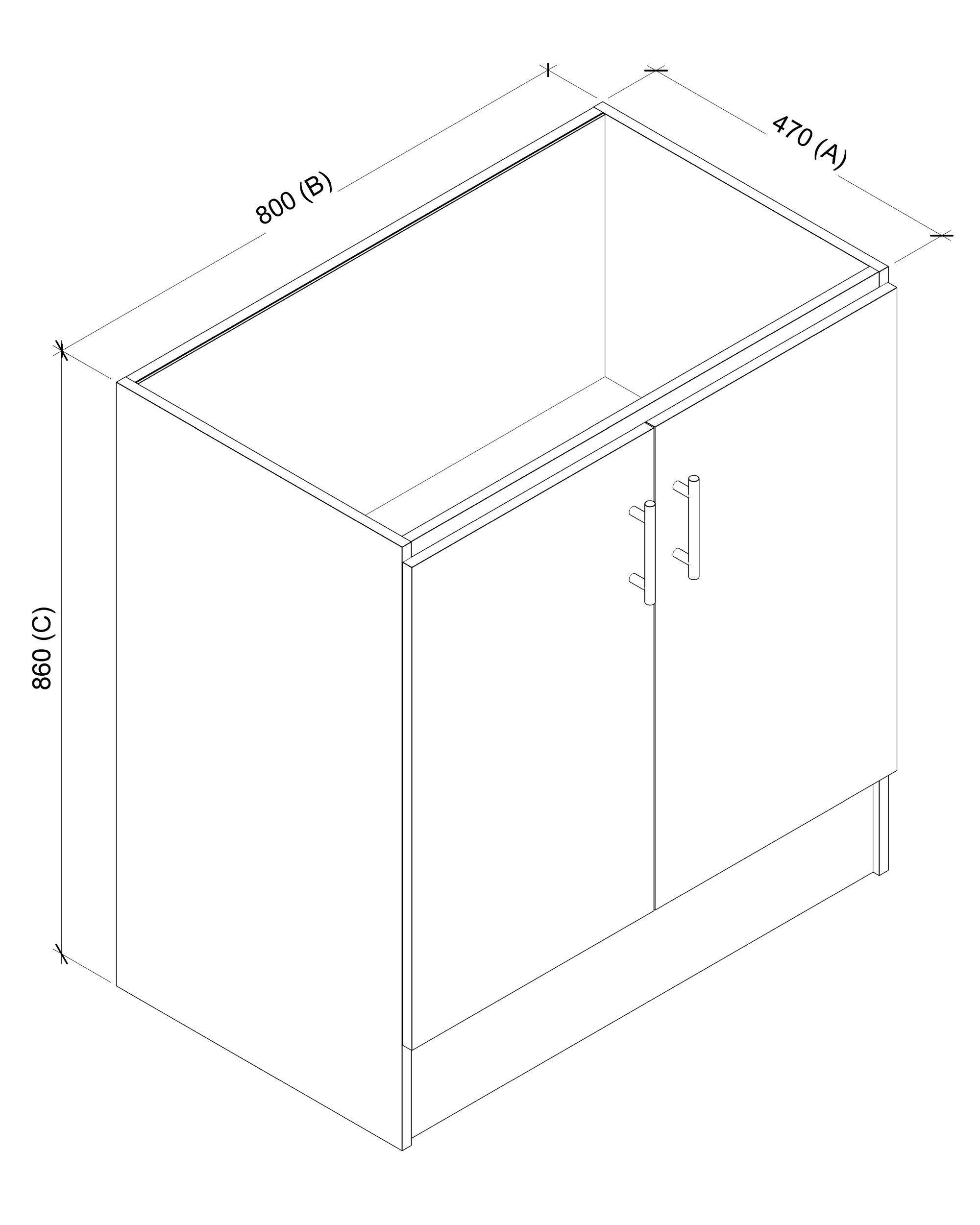 Base Cocina 2 Puertas 80 cm. Bco/Jerez-6