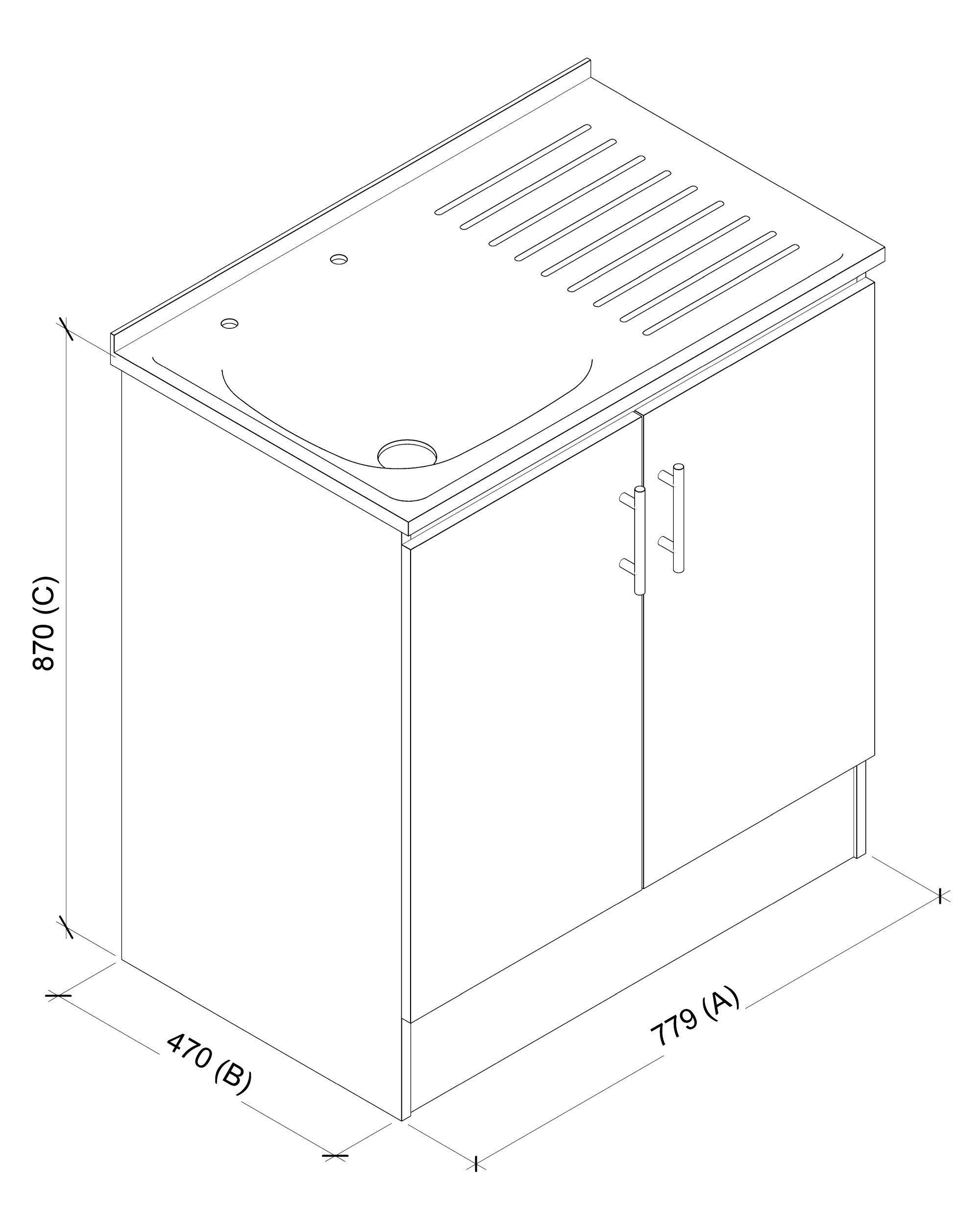 Kit Lavaplatos 2 Puertas 80 cm. Blanco Jerez Sec. Derecho-5