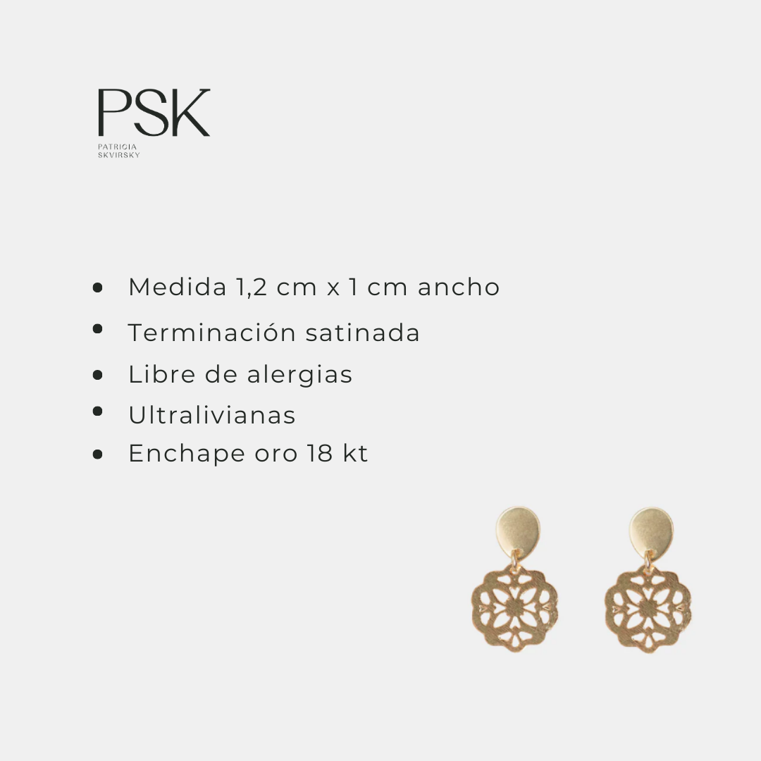 Aro mujer enchape oro 18kt flor satinada psk joyas Alejandra -1
