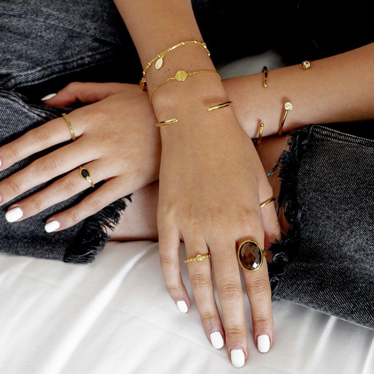 Brazalete Mujer Enchape Oro 18 Kt Liso Pskjoyas Naomi-1